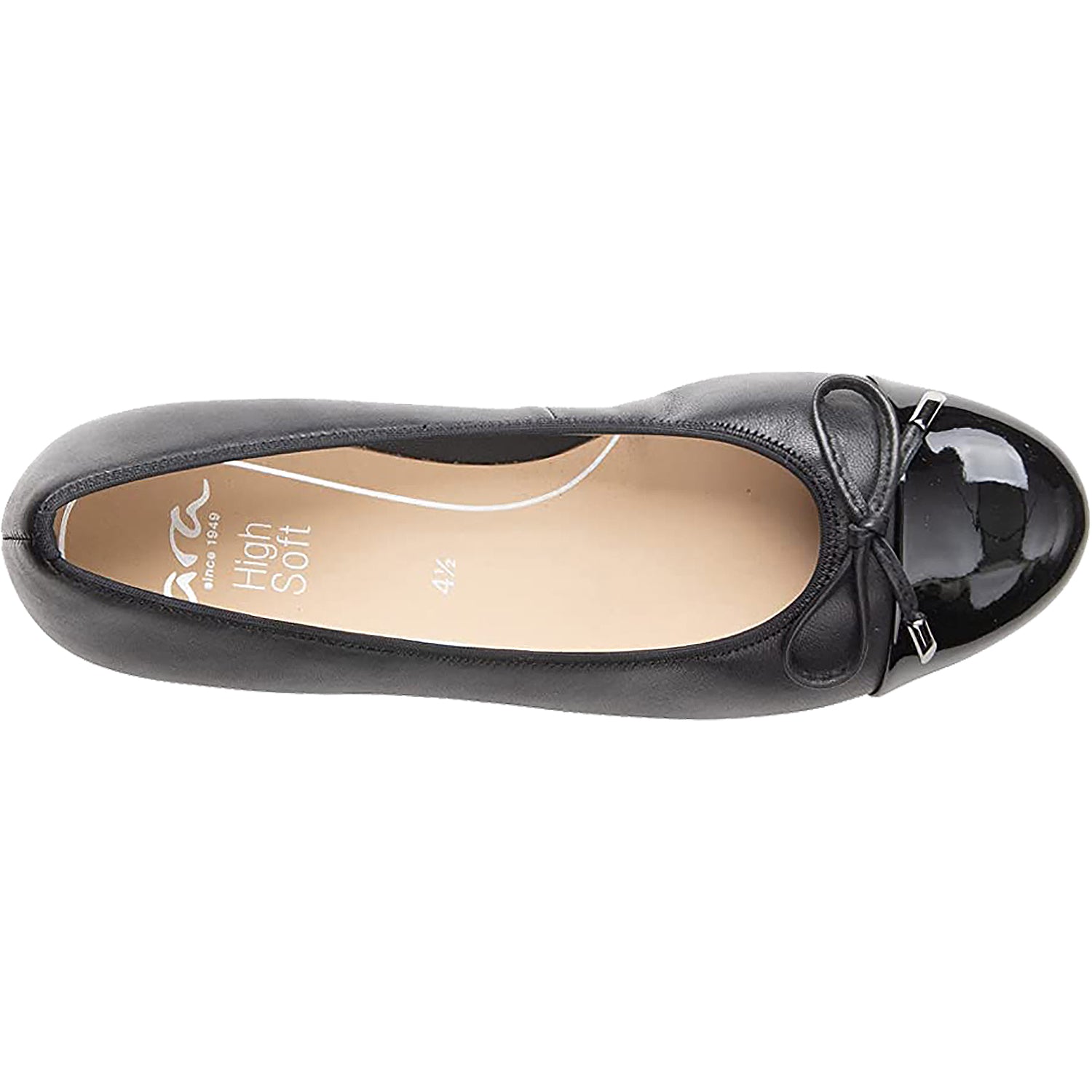 Womens Ara shoes Ara Belinda Women's Slip On Ballerina Flats Black Leather/Patent Black Leather/Patent