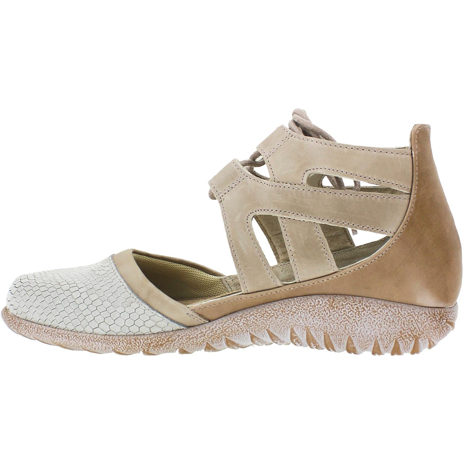 Womens Naot Naot Kata Women's Closed Toe Sandals Beige Iguana/Khaki Leather Beige Iguana/Khaki Leather