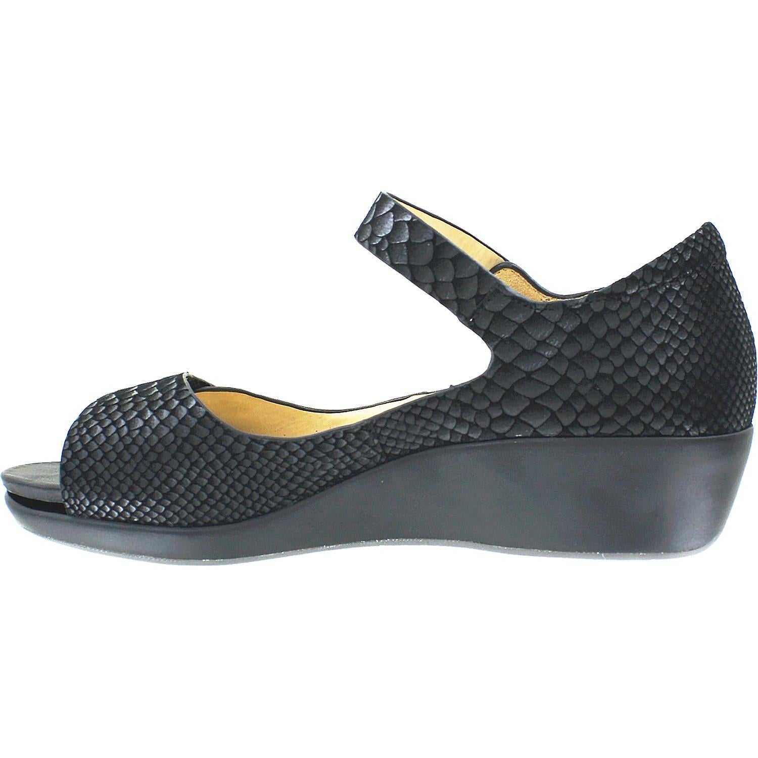 Womens Ziera Ziera Genie Women's Sandals Black Exotic Snake Suede Black Exotic Snake Suede