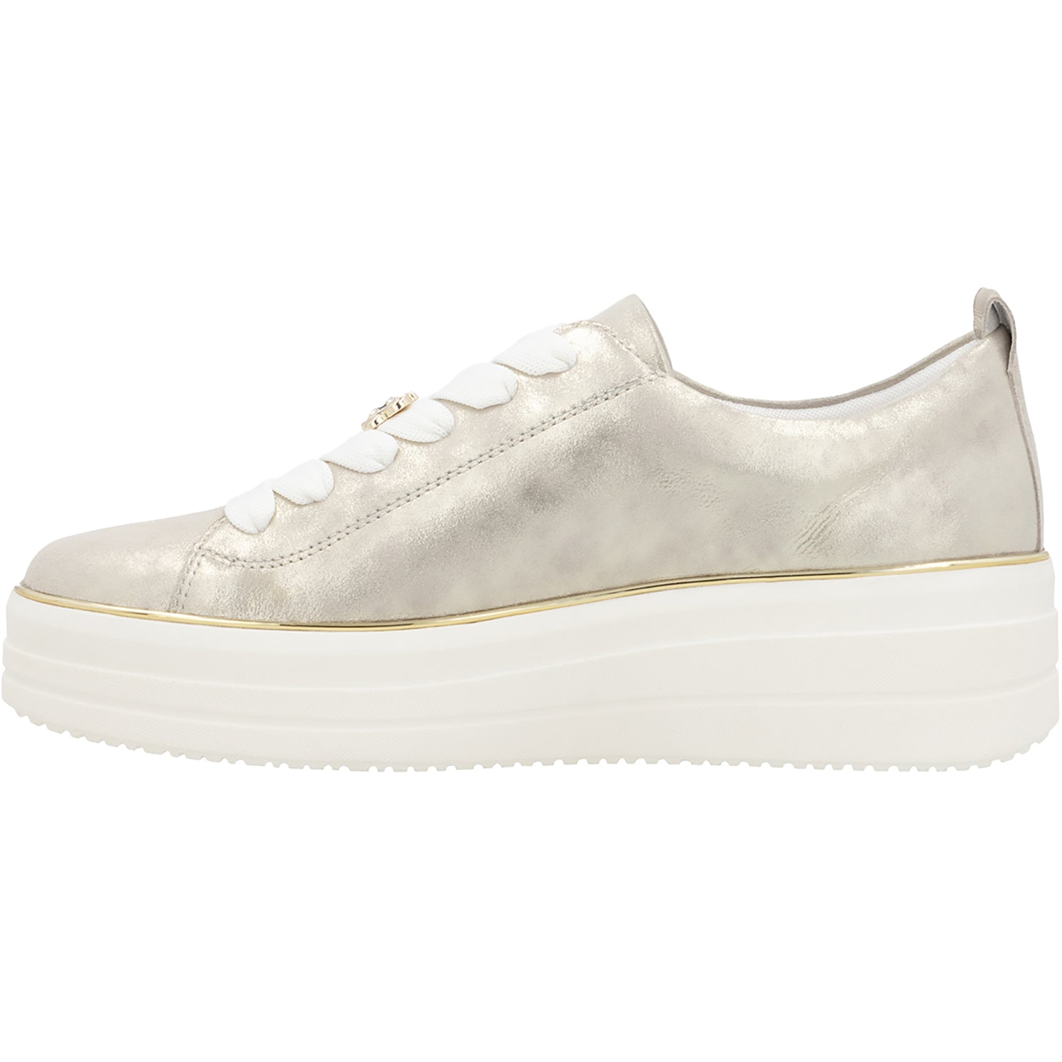 Womens Remonte Remonte D1C03-60 Julika 03 Women's Lace Up Shoes Muschel Leather with Gold Trim Muschel Leather with Gold Trim