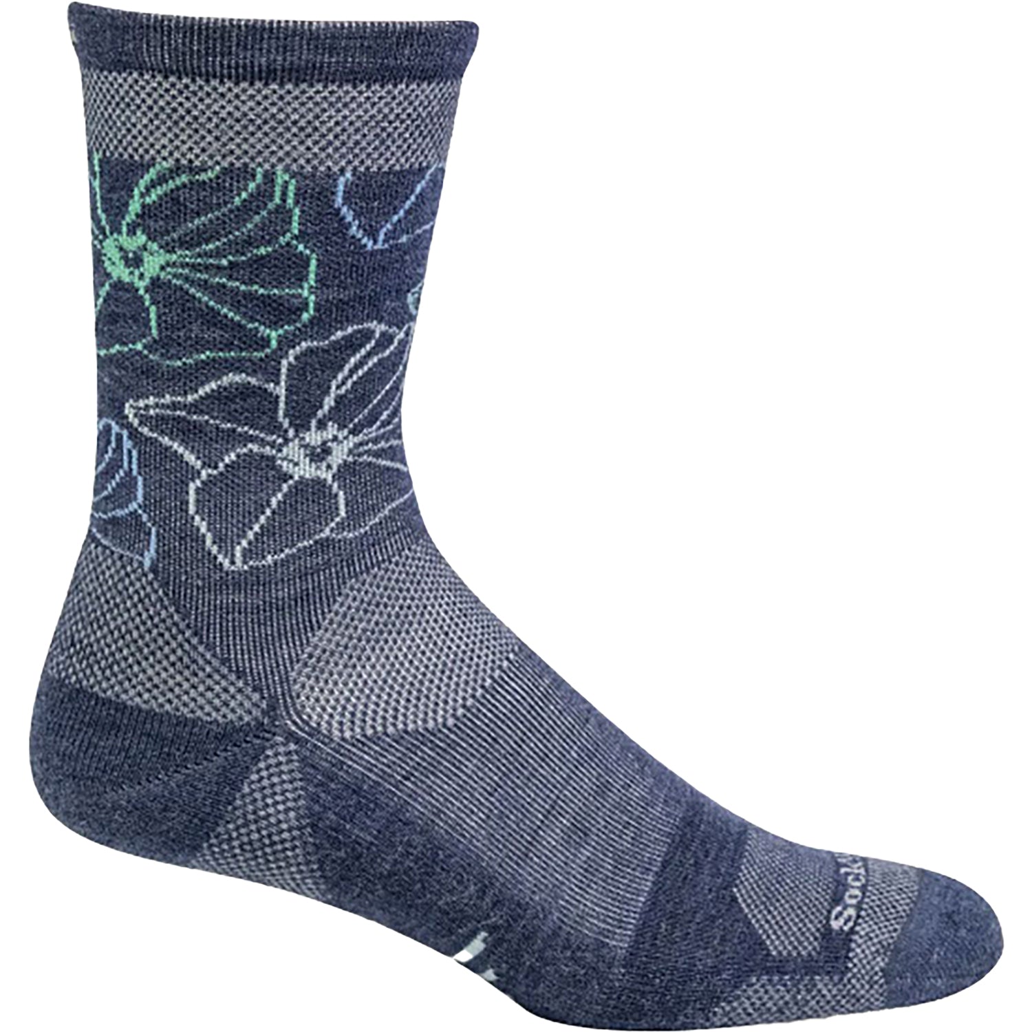 Womens Sockwell Sockwell Petal Power Crew Socks 15-20 mmHg Women's Compression Socks Denim Denim