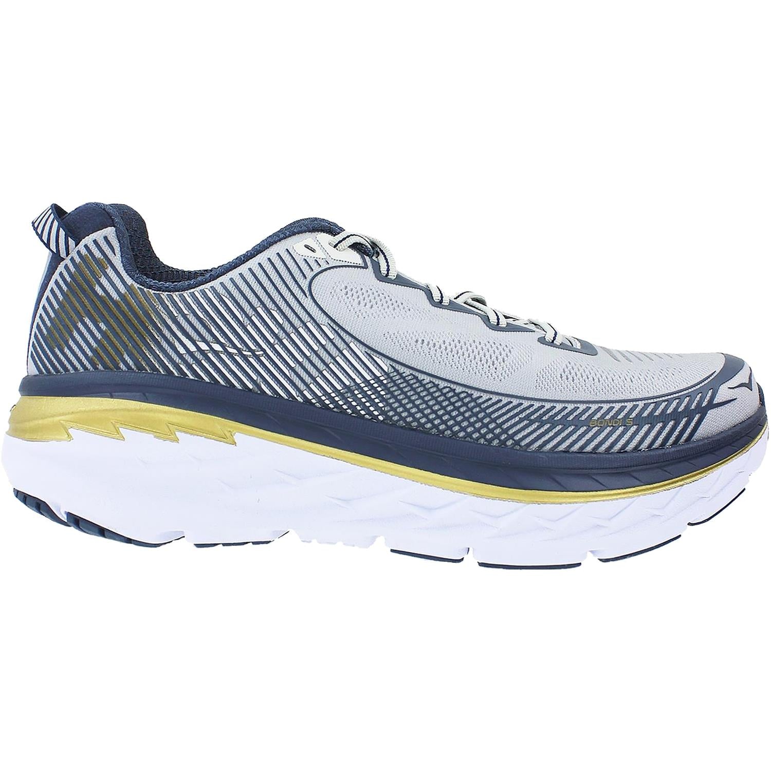 Mens Hoka one one Hoka Bondi 5 Men's Running Shoes Cool Grey/Midnight Navy Mesh (Neutral Support) Cool Grey/Midnight Navy Mesh