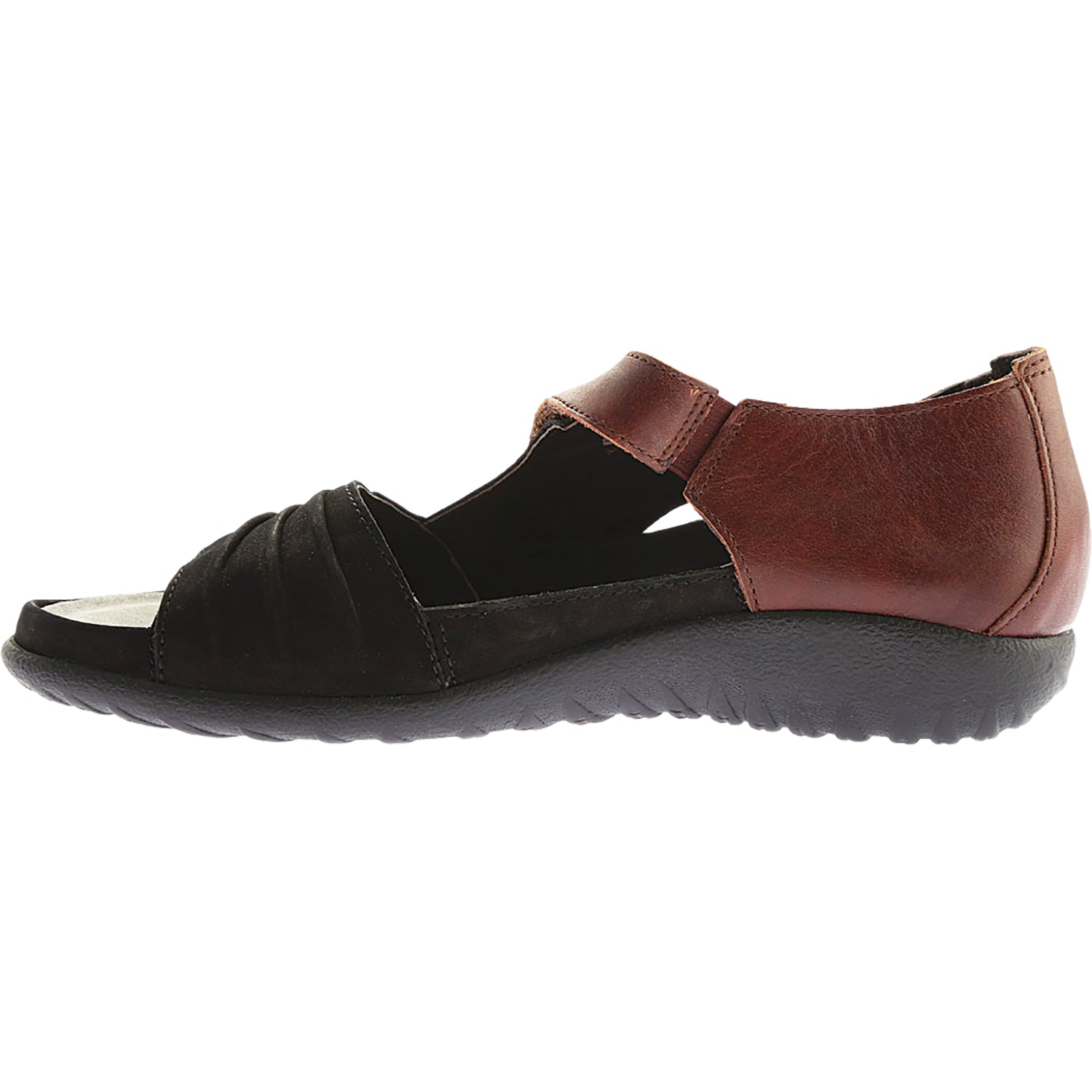 Womens Naot Naot Papaki Women's Sandals Black Velvet Nubuck/Cinnamon Leather Black Velvet Nubuck/Cinnamon Leather