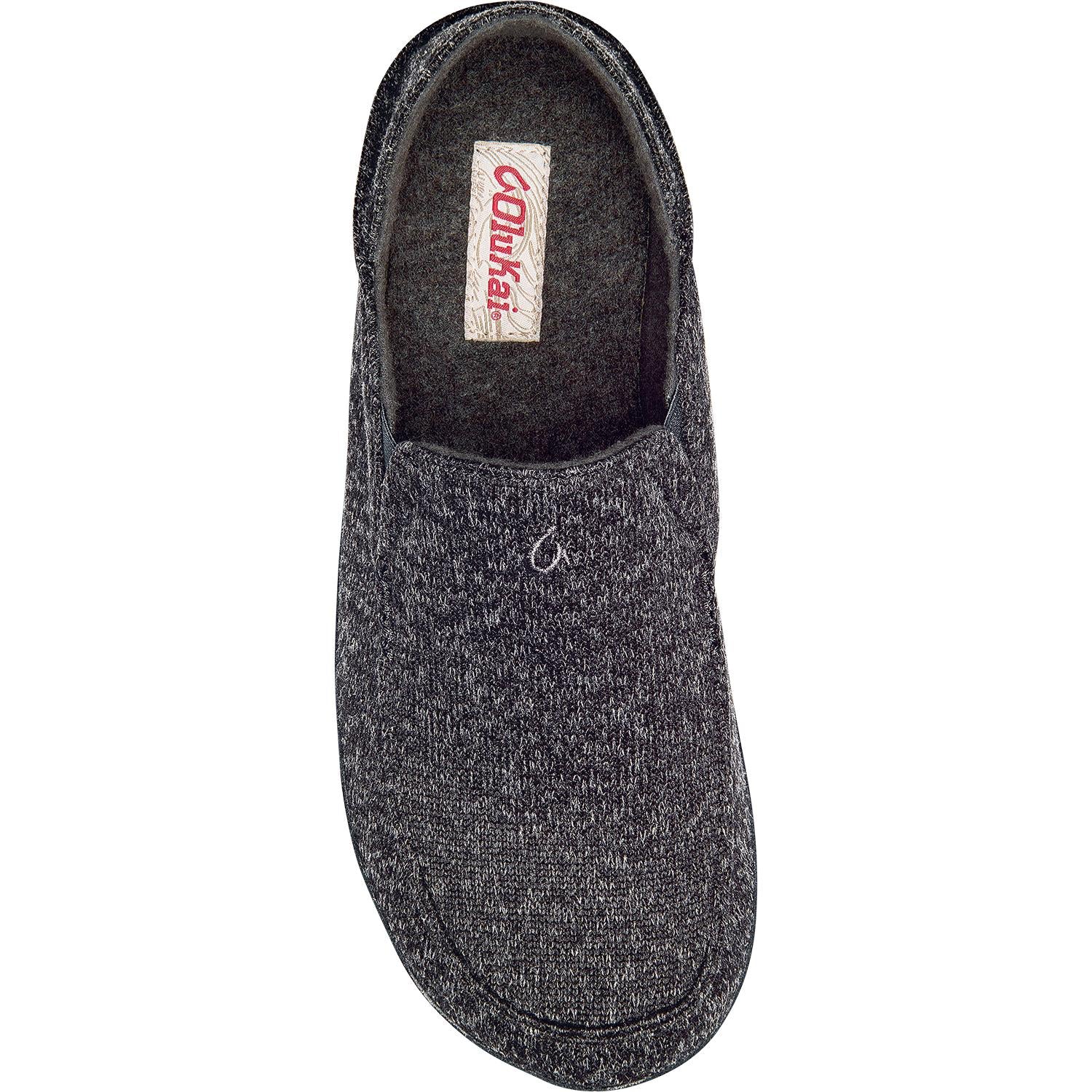 Mens Olukai OluKai Moloa Hulu Men's Slippers Black/Black Knit Fabric Black/Black Knit Fabric