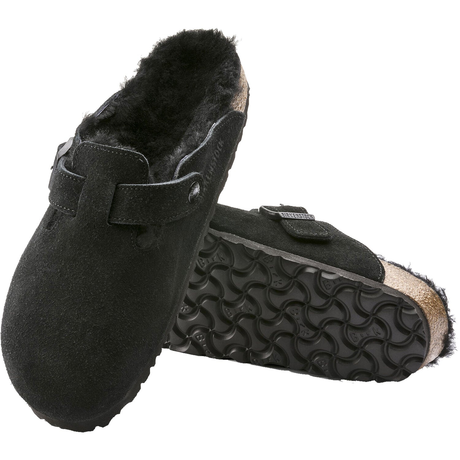 Unisex Birkenstock Birkenstock Boston Shearling Unisex Clogs Black Suede Black Suede