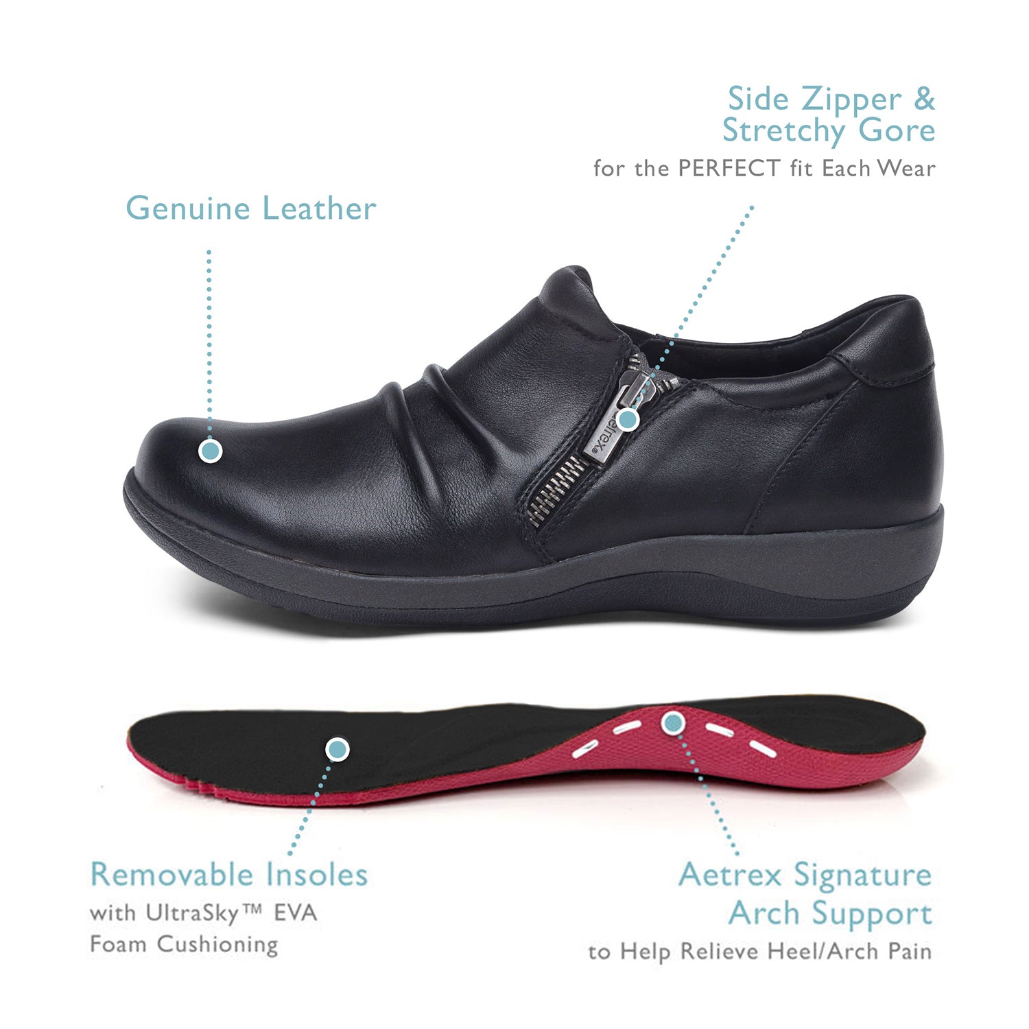 Womens Aetrex Aetrex Katie Women's Slip On Shoes Dark Earth Leather Dark Earth Leather