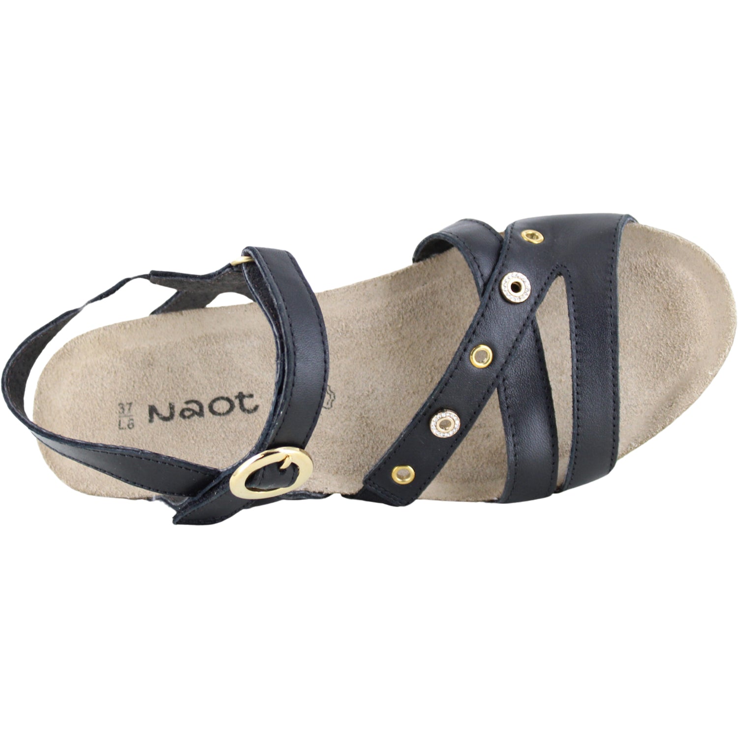 Womens Naot Naot Sparkle Women's Wedge Sandals Jet Black Jet Black