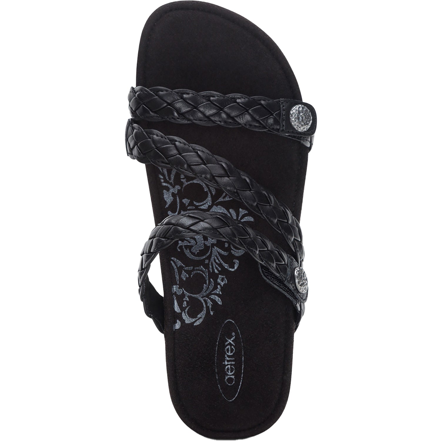 Womens Aetrex Aetrex Josie Braided Women's Slide Sandals Black Black
