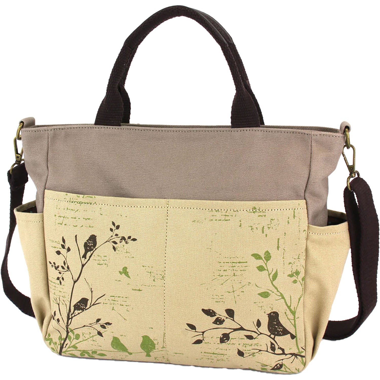 Unisex Chala Chala Bird Safari Canvas Print Pocket Tote Handbag Sand Sand