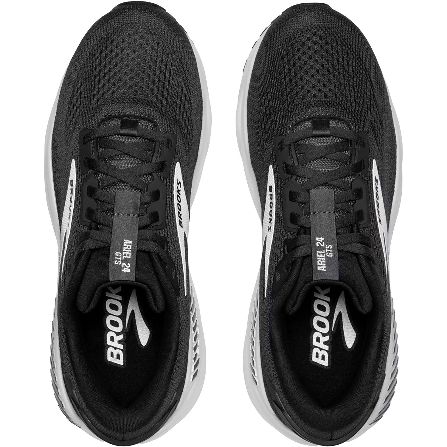 Womens Brooks Women's Brooks Ariel GTS 24 Ebony/Black/White Mesh (Stability Support) Ebony/Black/White