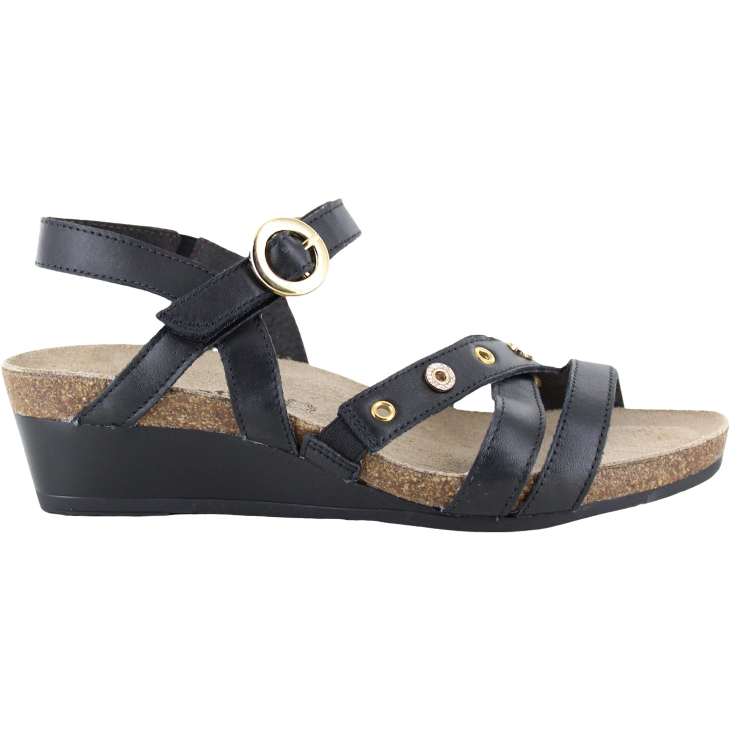Womens Naot Naot Sparkle Women's Wedge Sandals Jet Black Jet Black