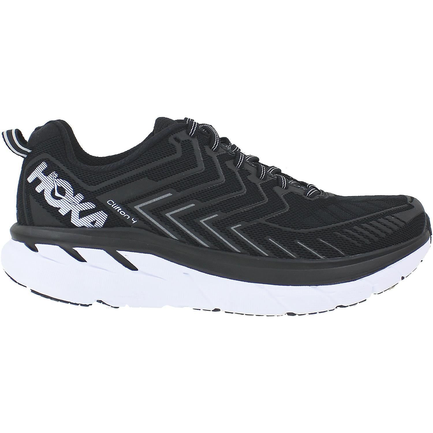 Womens Hoka one one Hoka Clifton 4 Women's Running Shoes Black/White Mesh Black/White Mesh