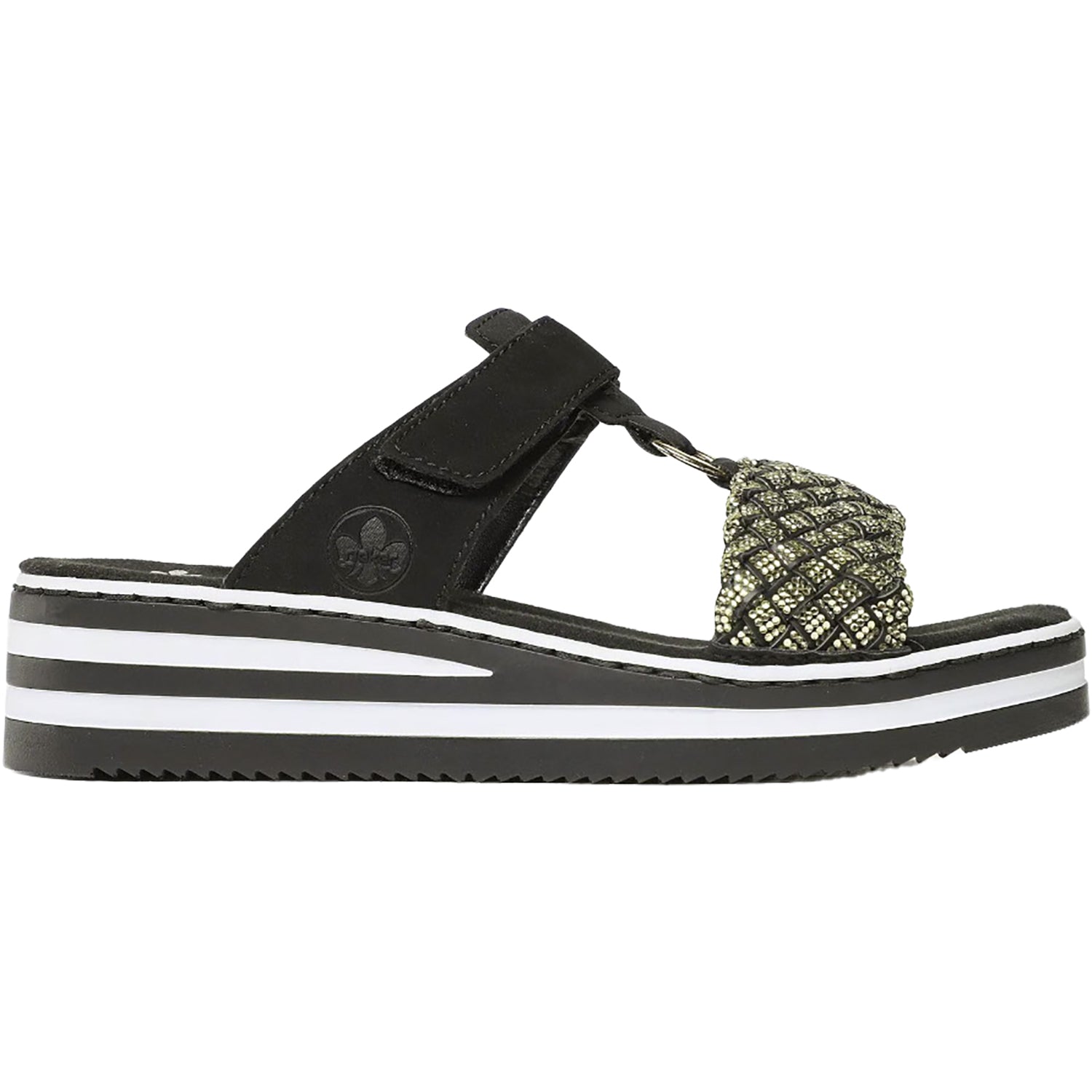 Womens Rieker Rieker V02P8-00 Regina P8 Women's Sandals Black Synthetic Black Synthetic
