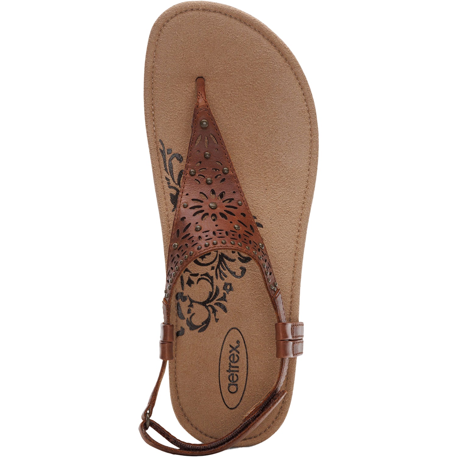 Womens Aetrex Aetrex Evelyn Women's Sandals Thong Sandals Walnut Leather Walnut Leather