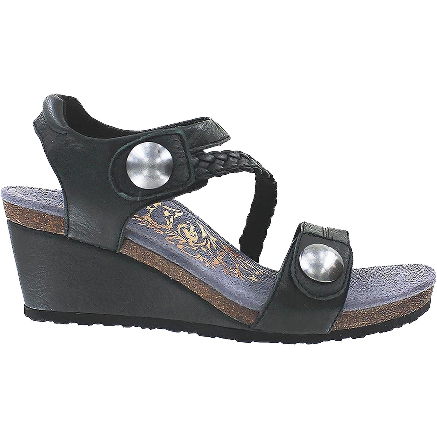 Womens Aetrex Aetrex Naya Women's Sandals Black Leather Black Leather