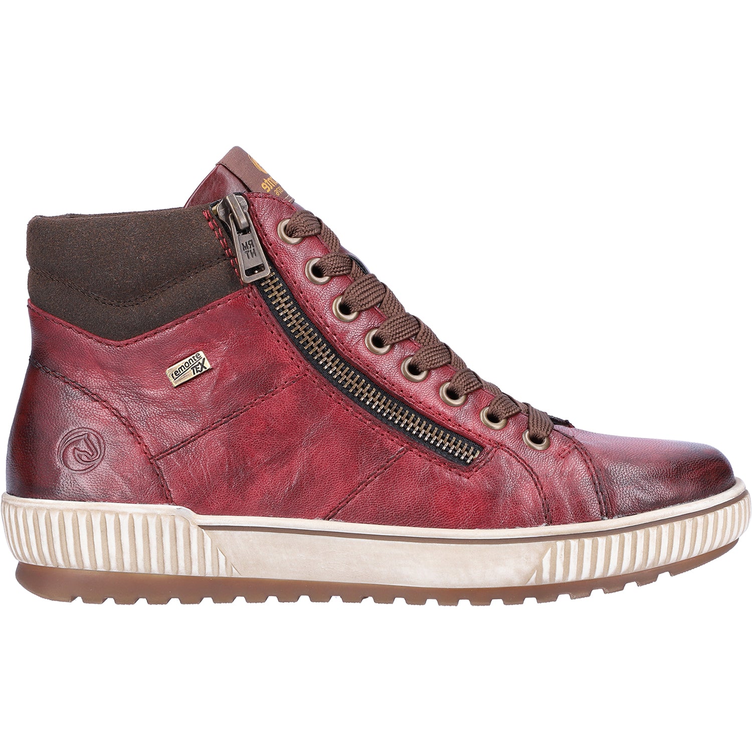 Womens Remonte Remonte D0772-35 Maditta 72 Women's High Top Sneakers Chianti/Moro/Burgundy Leather Chianti/Moro/Burgundy Leather