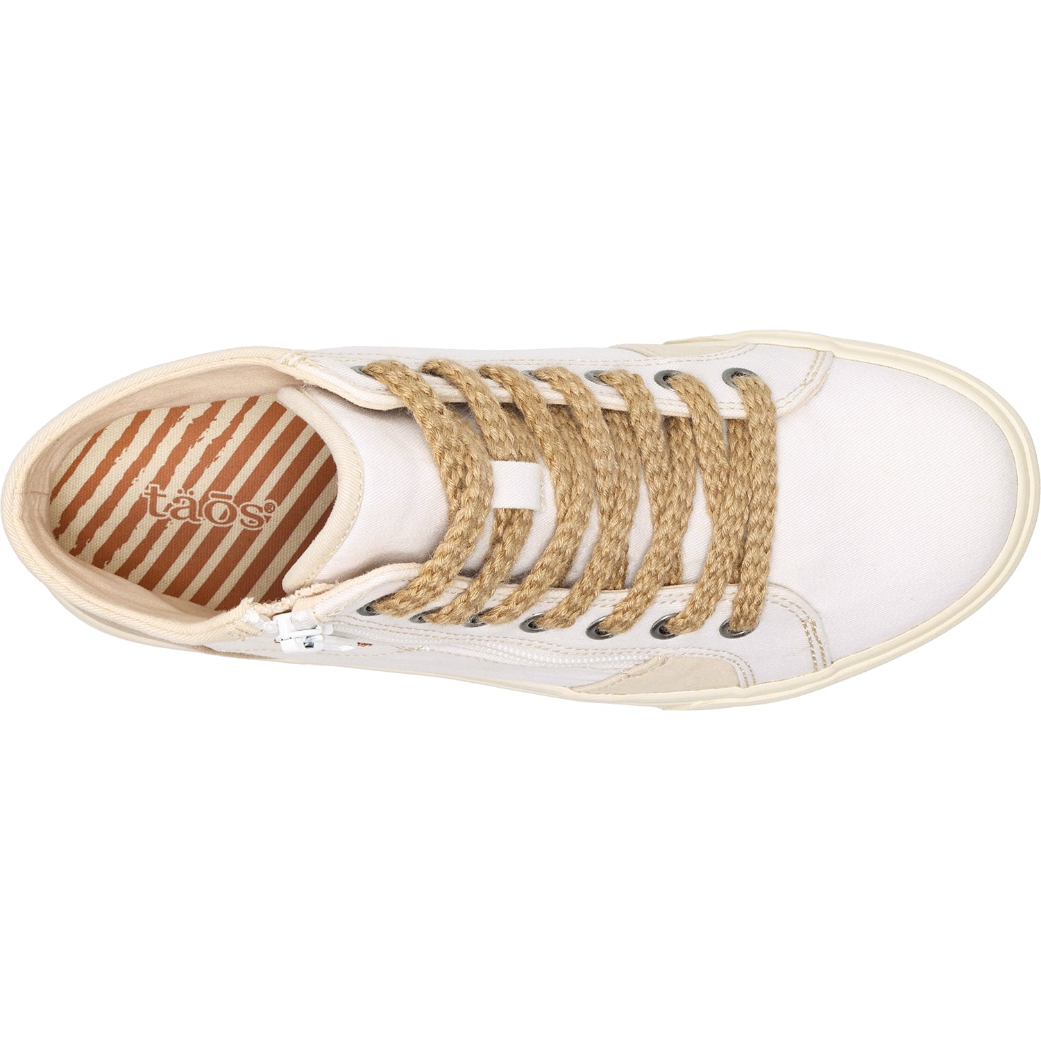 Womens Taos Taos Top Soul Women's High Top Sneakers White/Ecru Distressed Canvas White/Ecru Distressed Canvas