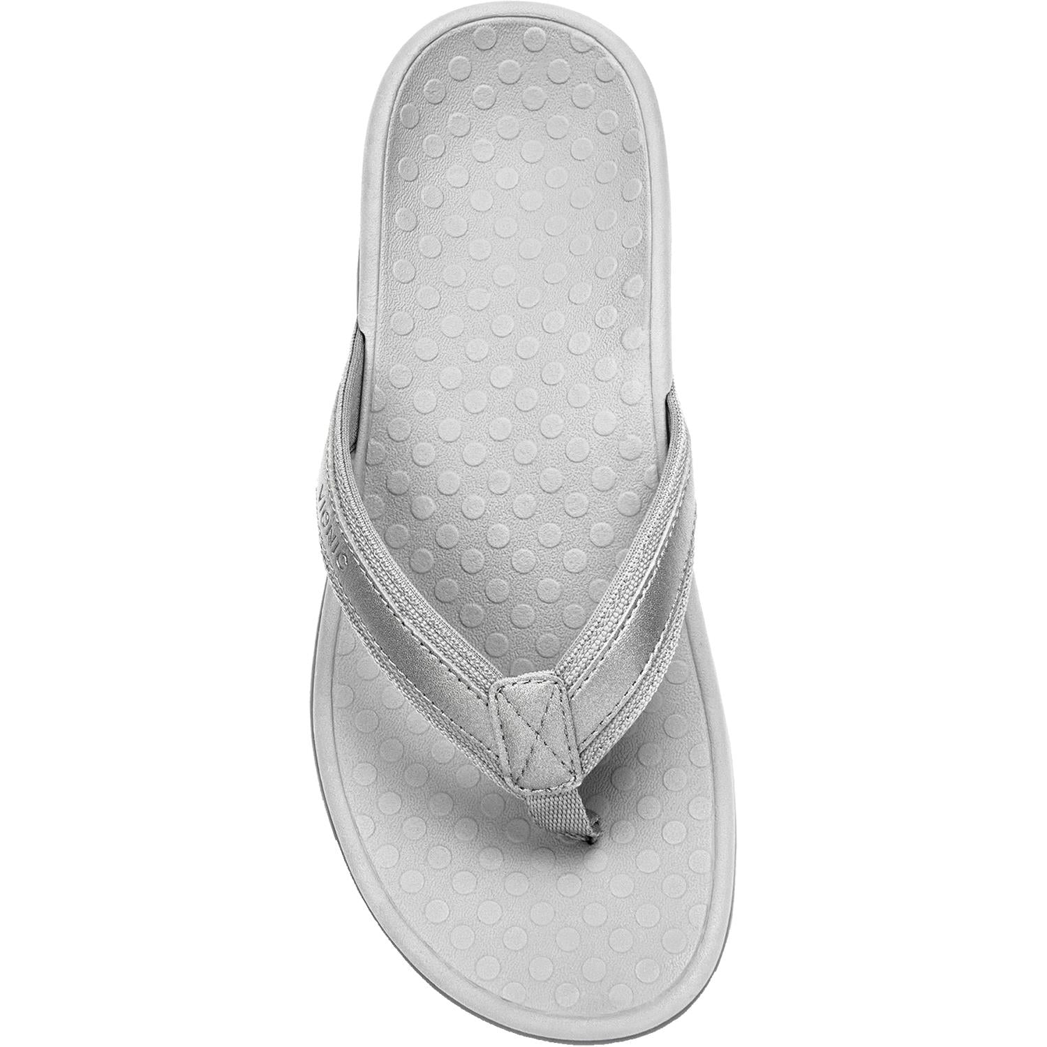 Womens Vionic Vionic Tide II Women's Toe Post Sandals Pewter Metallic Leather Pewter Metallic Leather