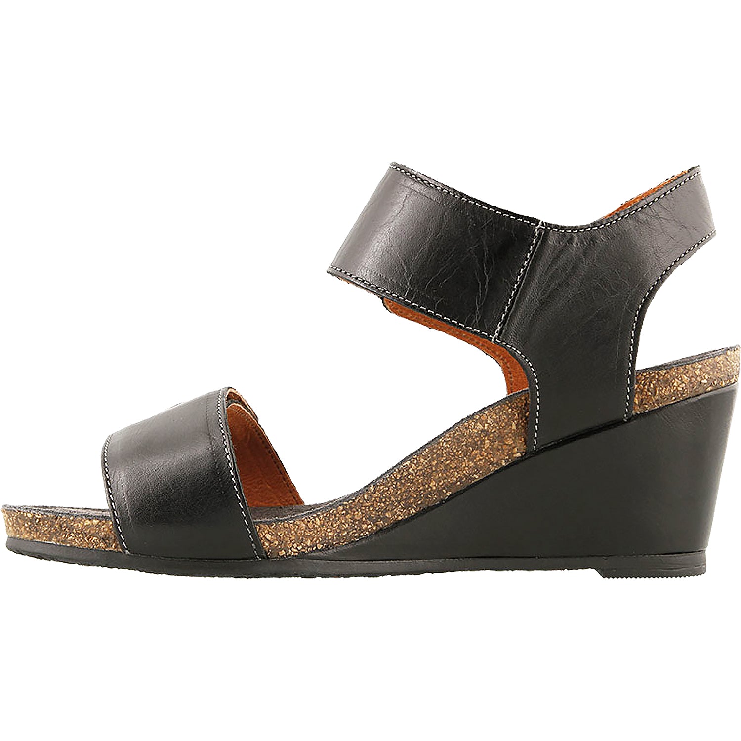 Womens Taos Taos Carousel 3 Women's Wedge Heel Sandals Black Leather Black Leather