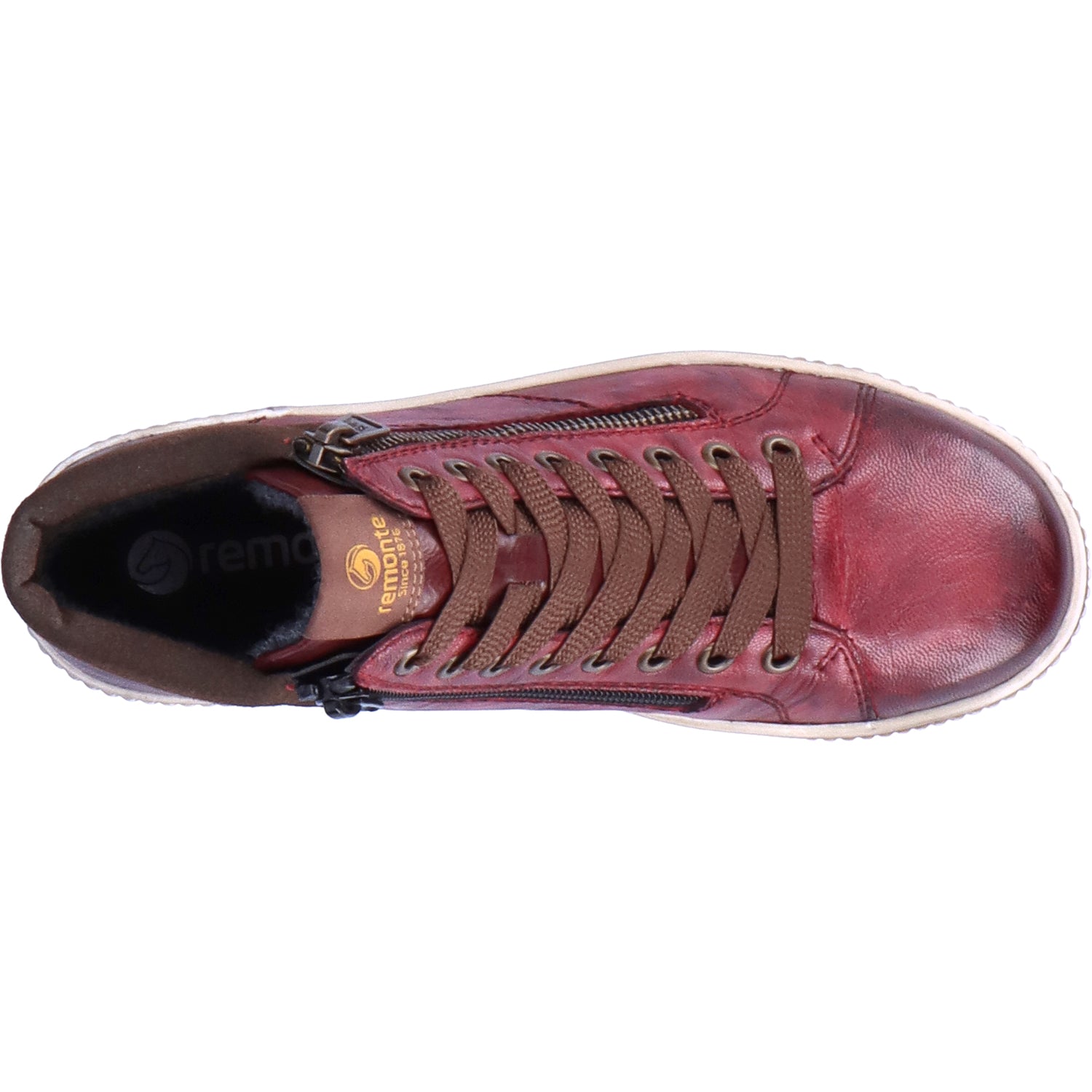 Womens Remonte Remonte D0772-35 Maditta 72 Women's High Top Sneakers Chianti/Moro/Burgundy Leather Chianti/Moro/Burgundy Leather