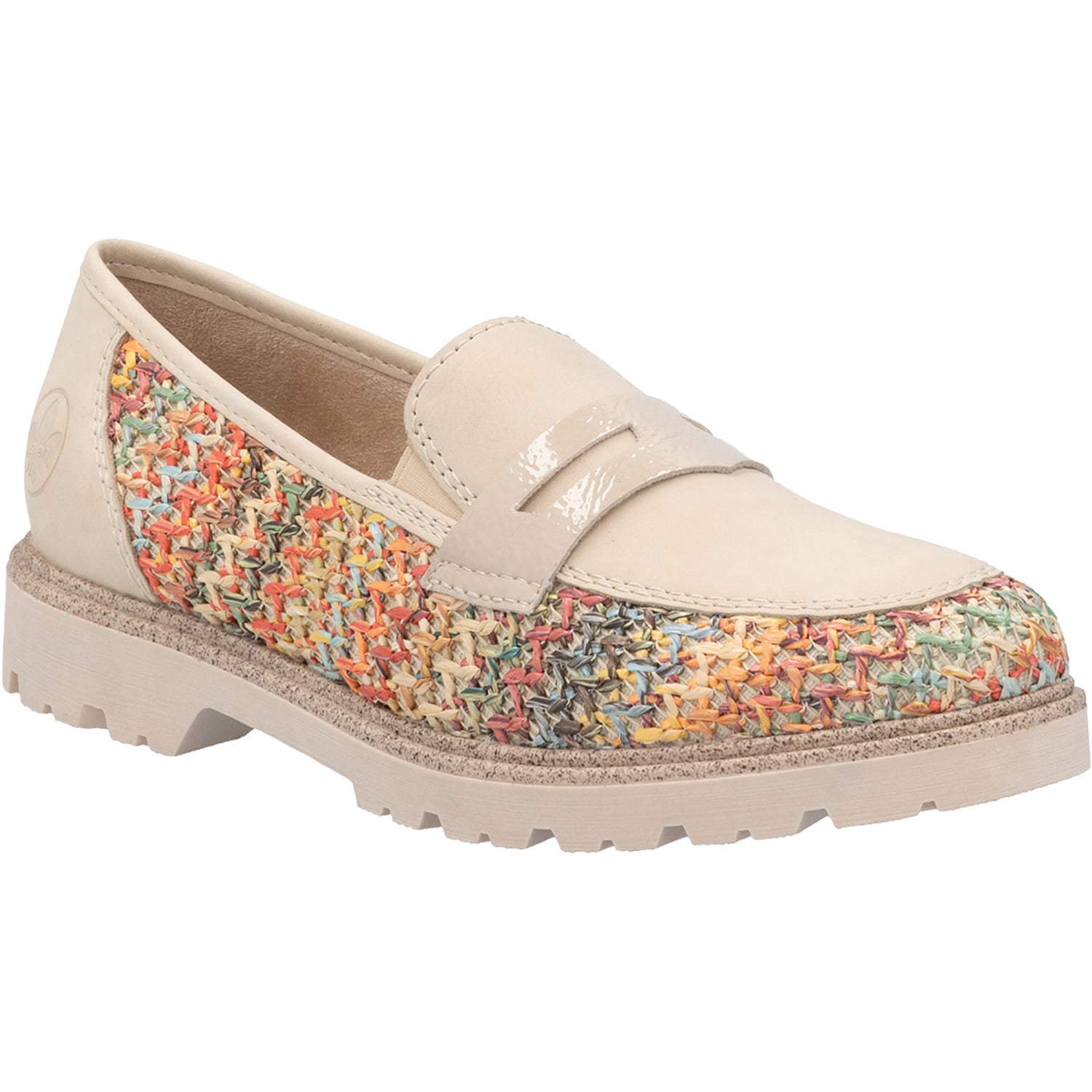 Womens Rieker Women's Rieker 45562-90 Gitta 62 Perle Vegan Patent/Multi Woven Perle Vegan/Patent Multi Woven