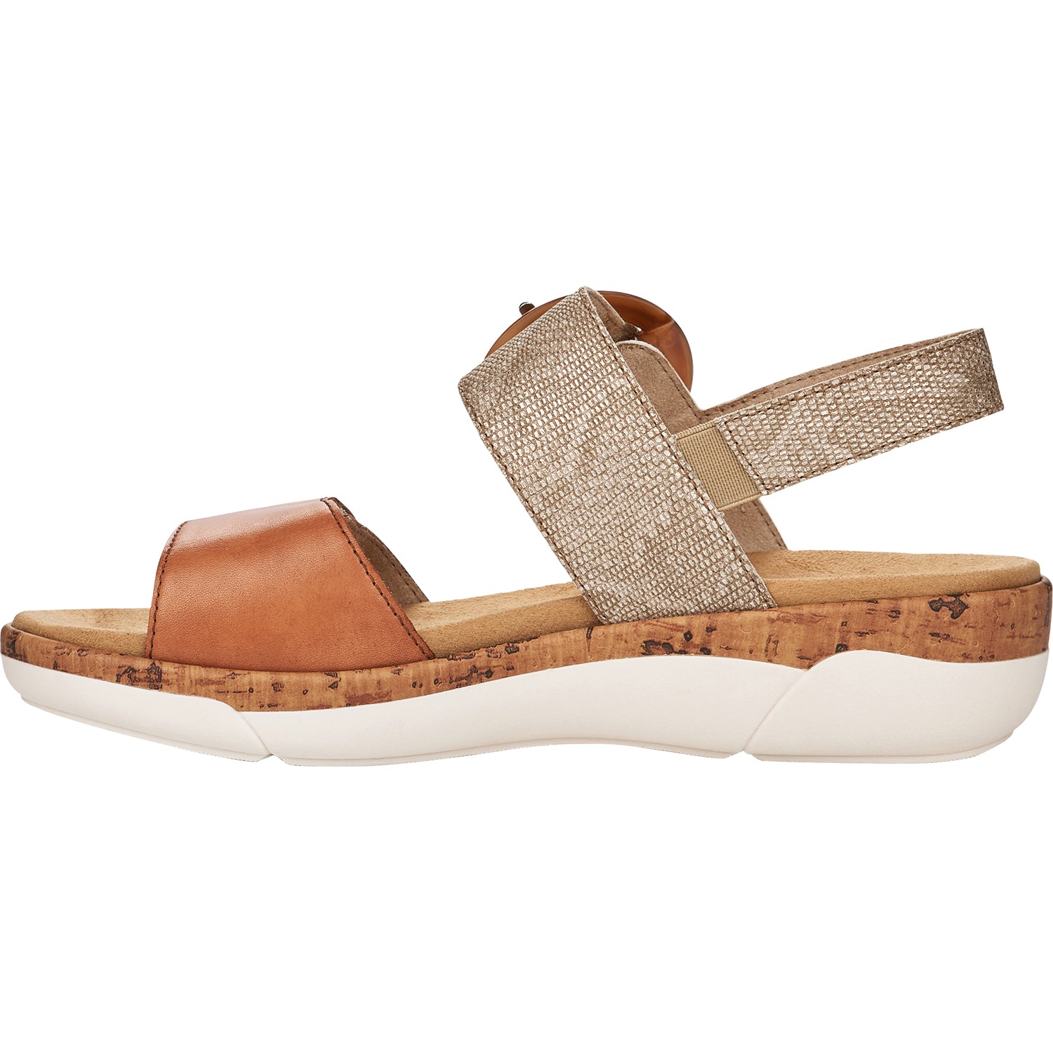 Womens Remonte Remonte R6853-90 Jocelyn 53 Women's Backstrap Sandals Taupe Metallic Leather Taupe Metallic Leather