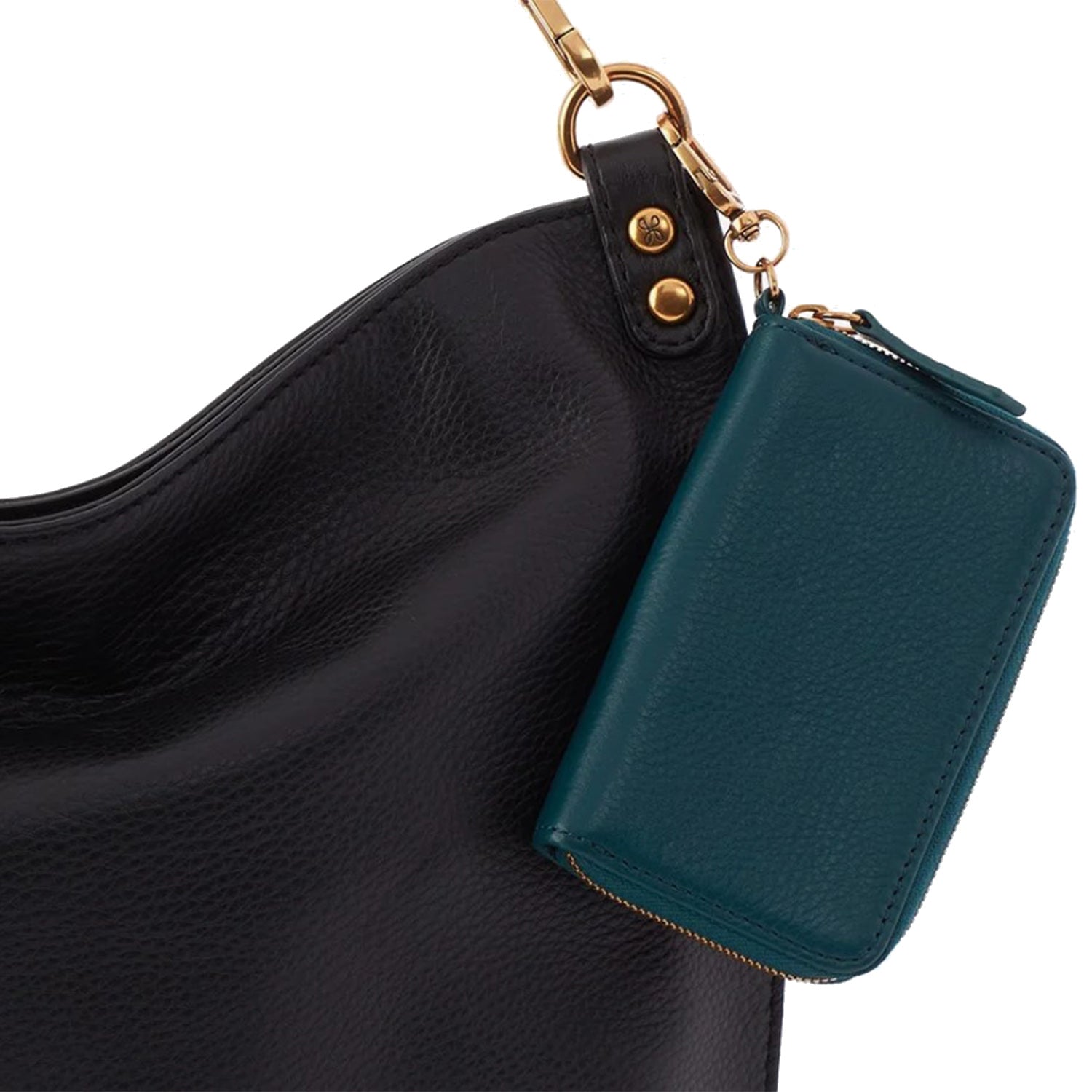 Womens Hobo Hobo International Move Clip Wallet Handbag Pebbled Midnight Teal Pebbled Midnight Teal