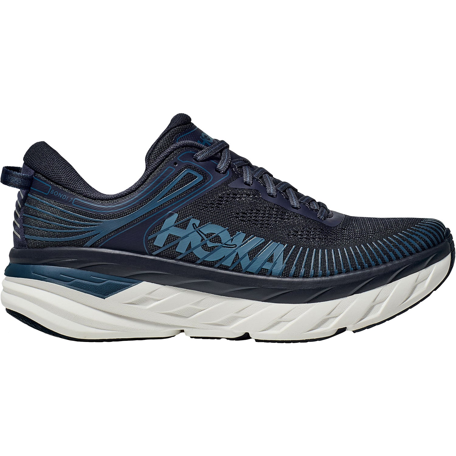 Mens Hoka one one Hoka Bondi 7 Outerspace Mesh Men's Road Running Shoes OuterSpace/White Mesh (Neutral Support) OuterSpace/White Mesh
