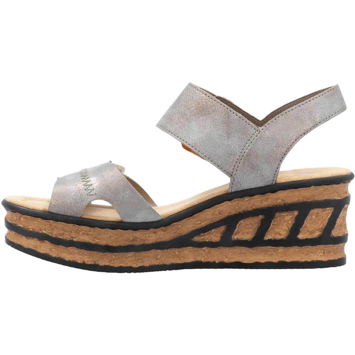 Womens Rieker Rieker 68176-40 Women's Wedge Sandals Grey/Cayenne Synthetic Grey/Cayenne Synthetic
