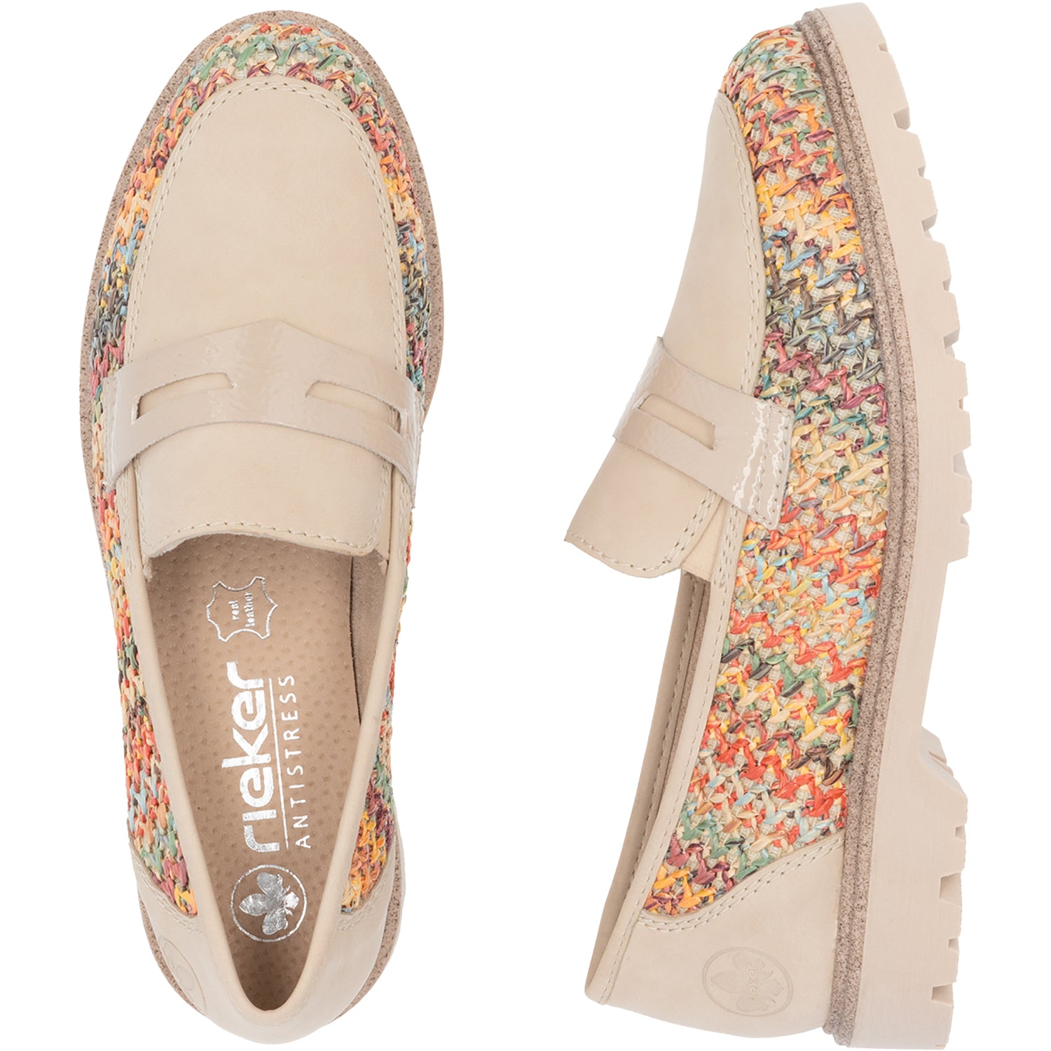 Womens Rieker Women's Rieker 45562-90 Gitta 62 Perle Vegan Patent/Multi Woven Perle Vegan/Patent Multi Woven