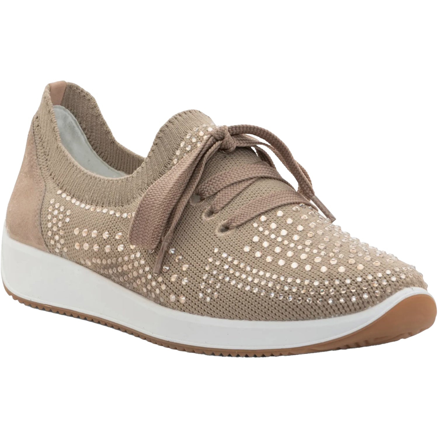 Womens Ara shoes Ara Lisbon Lace Wovenstretch With Sparkle Women's Athletic Athleisure Shoes Lace Up Shoes Sand Sand