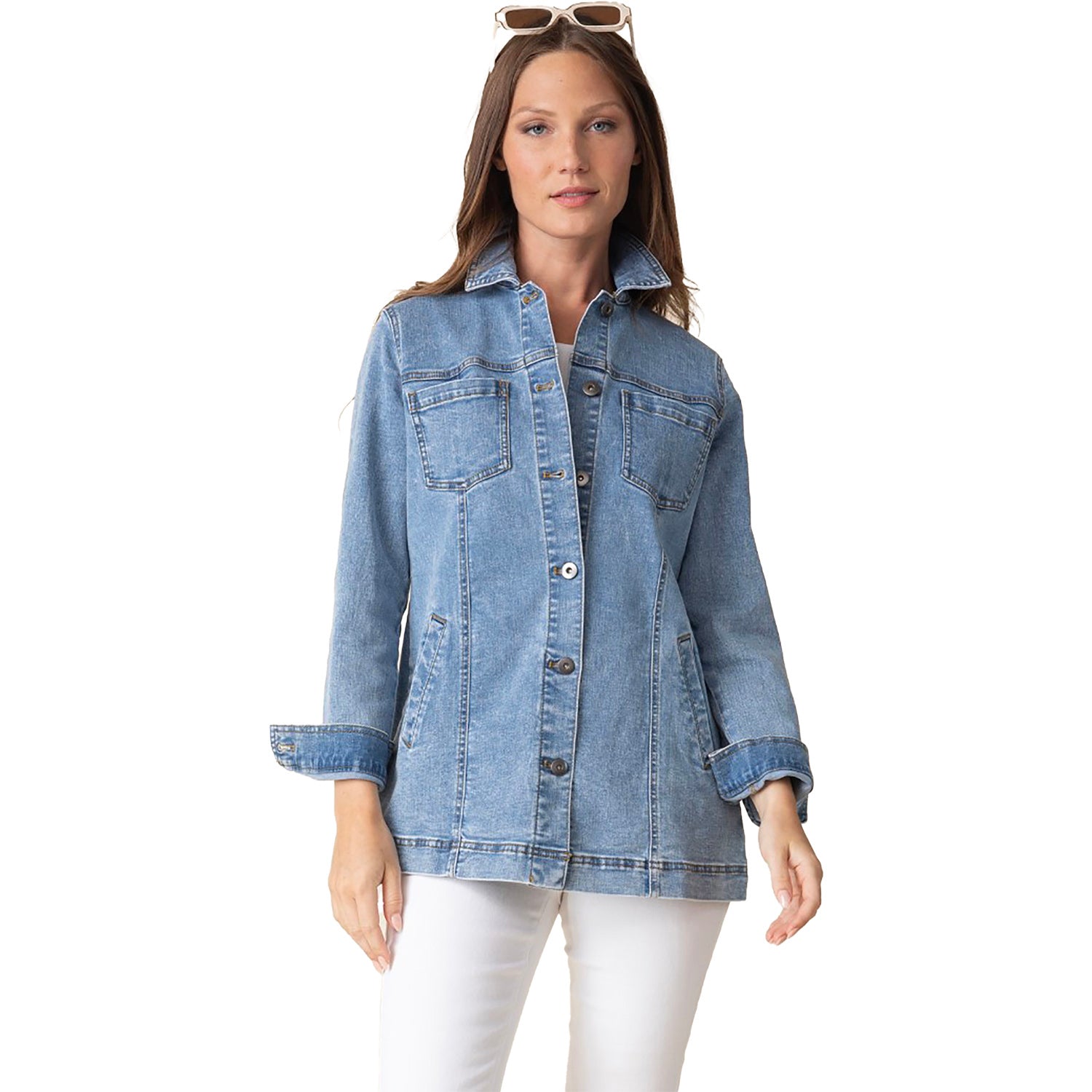 Womens Habitat Habitat Stretch Denim Boyfriend Jacket Women's Outerwear Light Denim Light Denim