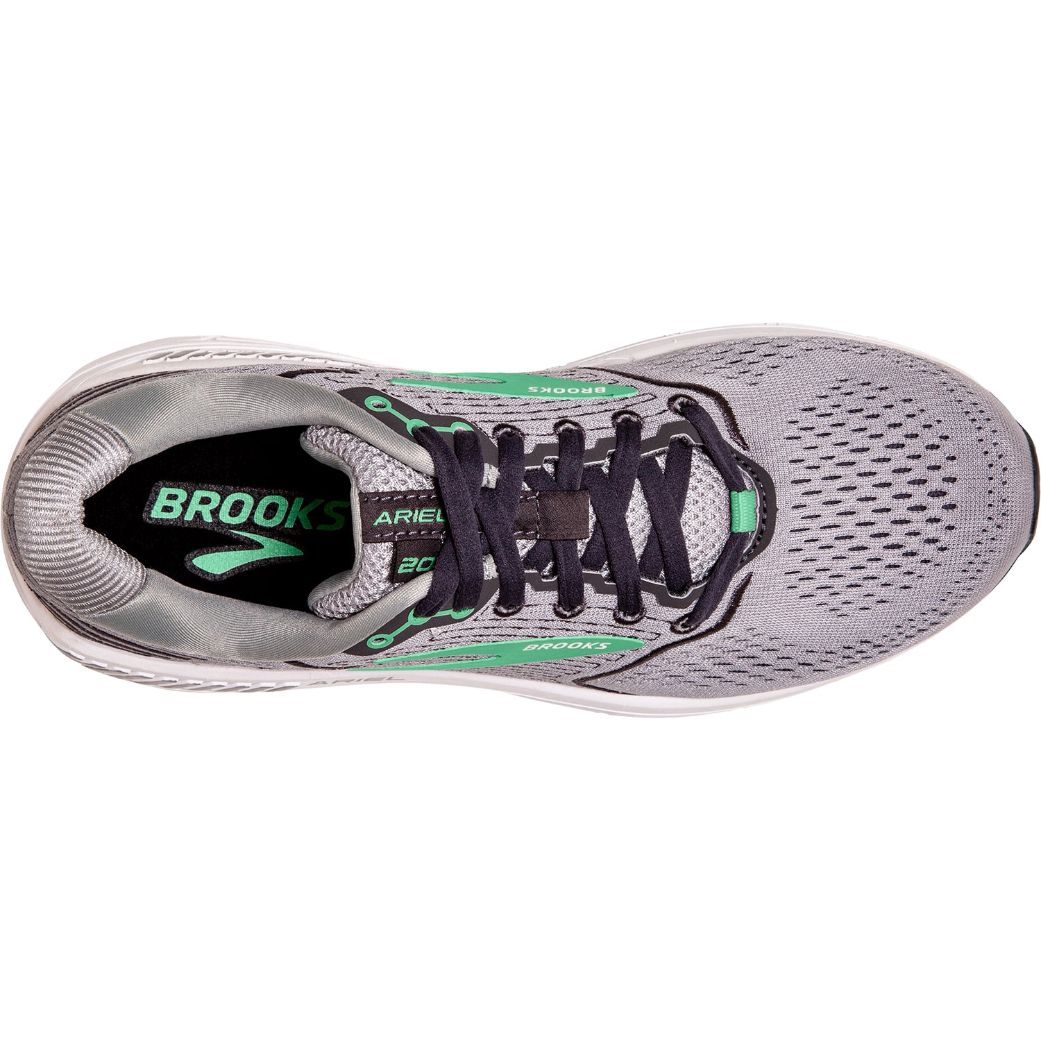 Womens Brooks Brooks Ariel 20 Women's Road Running Shoes Alloy/Blackened Pearl/Green Mesh Alloy/Blackened Pearl/Green Mesh