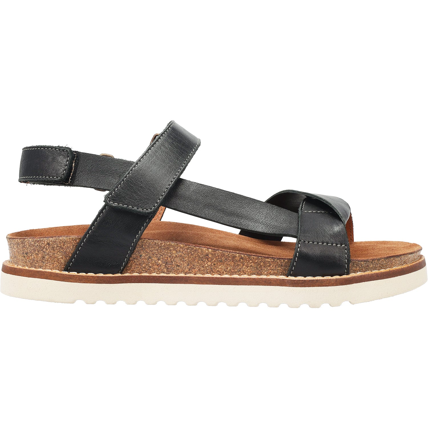 Womens Taos Taos Sideways Women's Ankle Strap Sandals Black Leather Black Leather