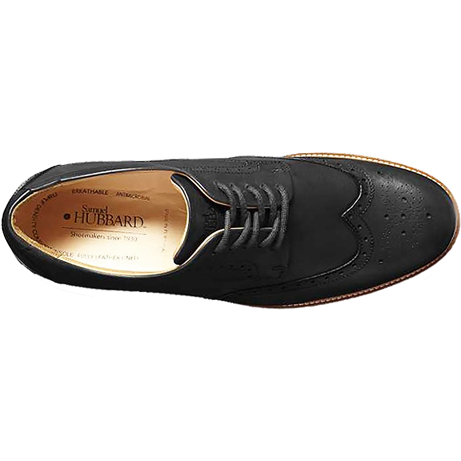 Mens Samuel hubbard Samuel Hubbard Tipping Point Men's Wingtip Shoes Black Leather Black Leather