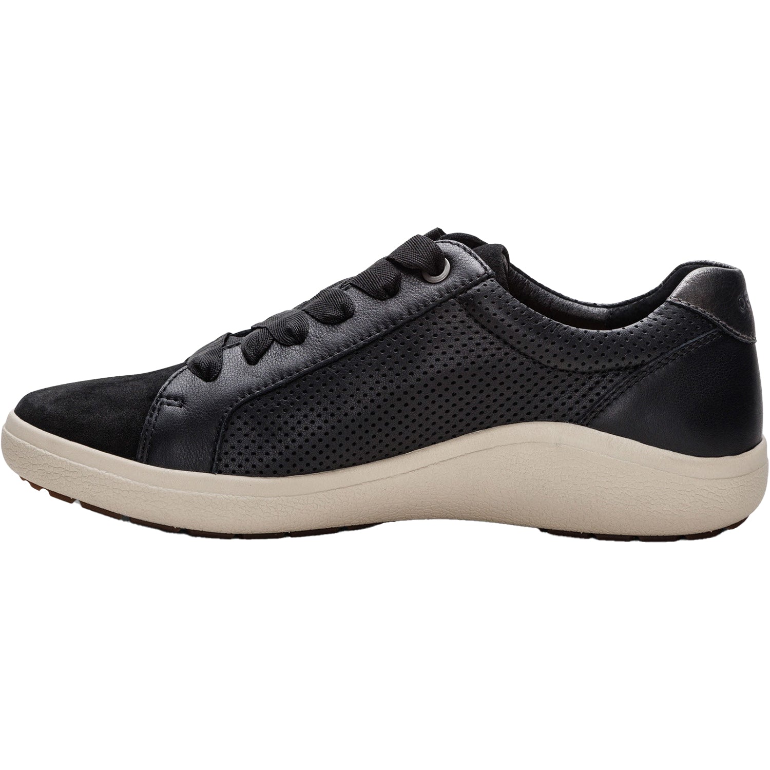 Womens Aetrex Aetrex Courtney Women's Sporty Lace Up Shoes Black Perf Leather/Suede Black Perf Leather/Suede