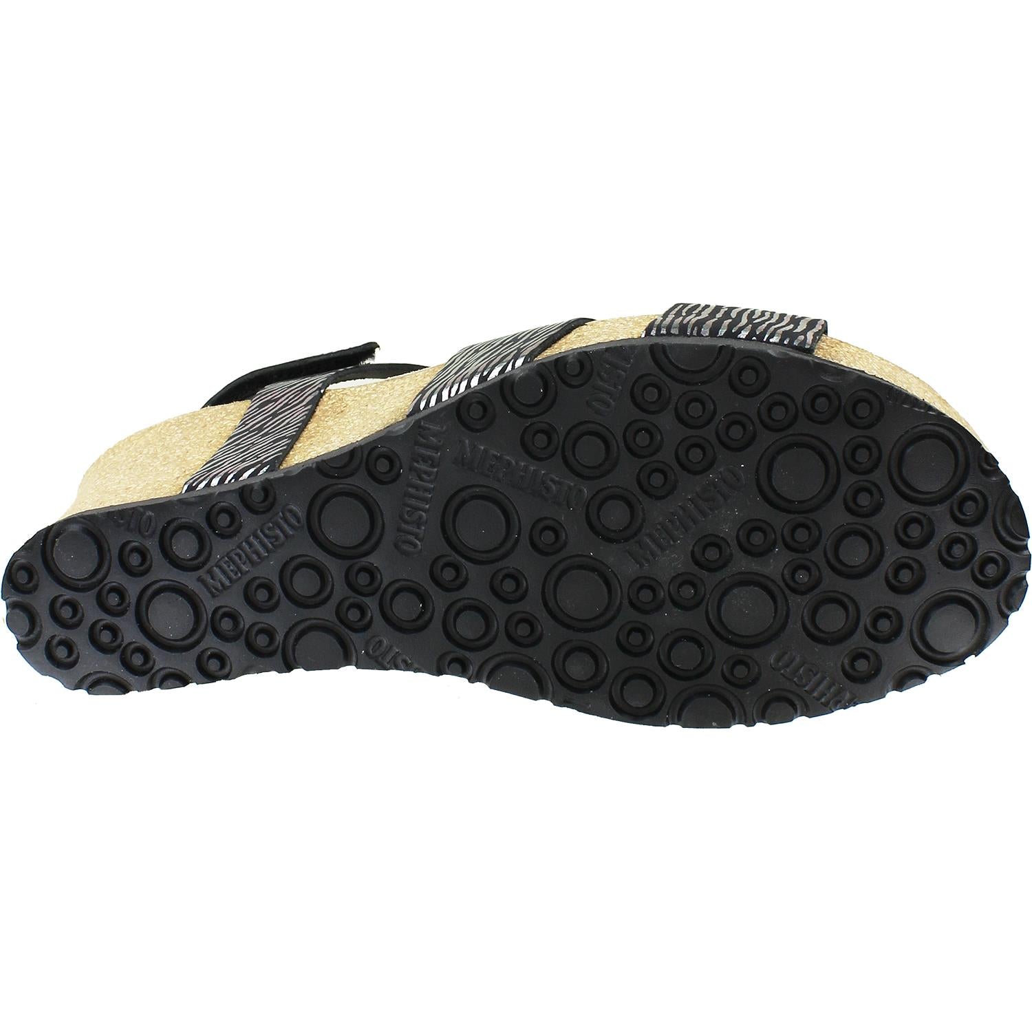 Womens Mephisto Mephisto Lyla Women's Wedge Heel Sandals Black Zebra Leather Black Zebra Leather