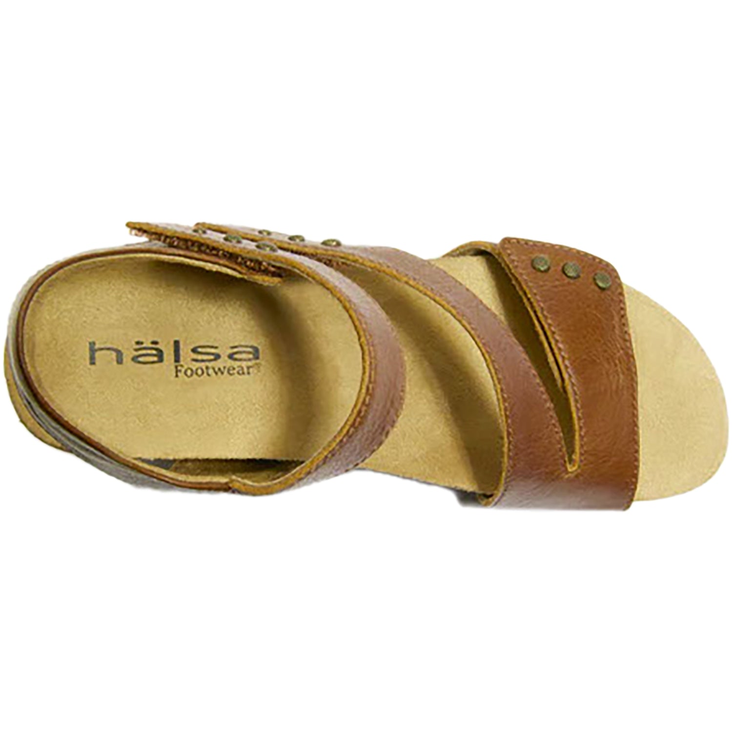 Womens Halsa Women's Halsa Giselle Cognac Leather with Embossed Wedge Cognac Leather