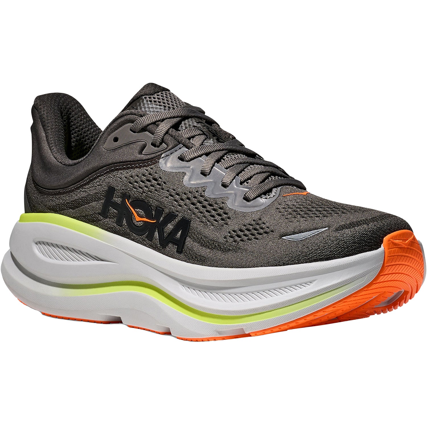 Mens Hoka one one Men's Hoka Bondi 9 Asphalt Grey/Gravel Mesh (Neutral Support) Asphalt Grey/Gravel Mesh