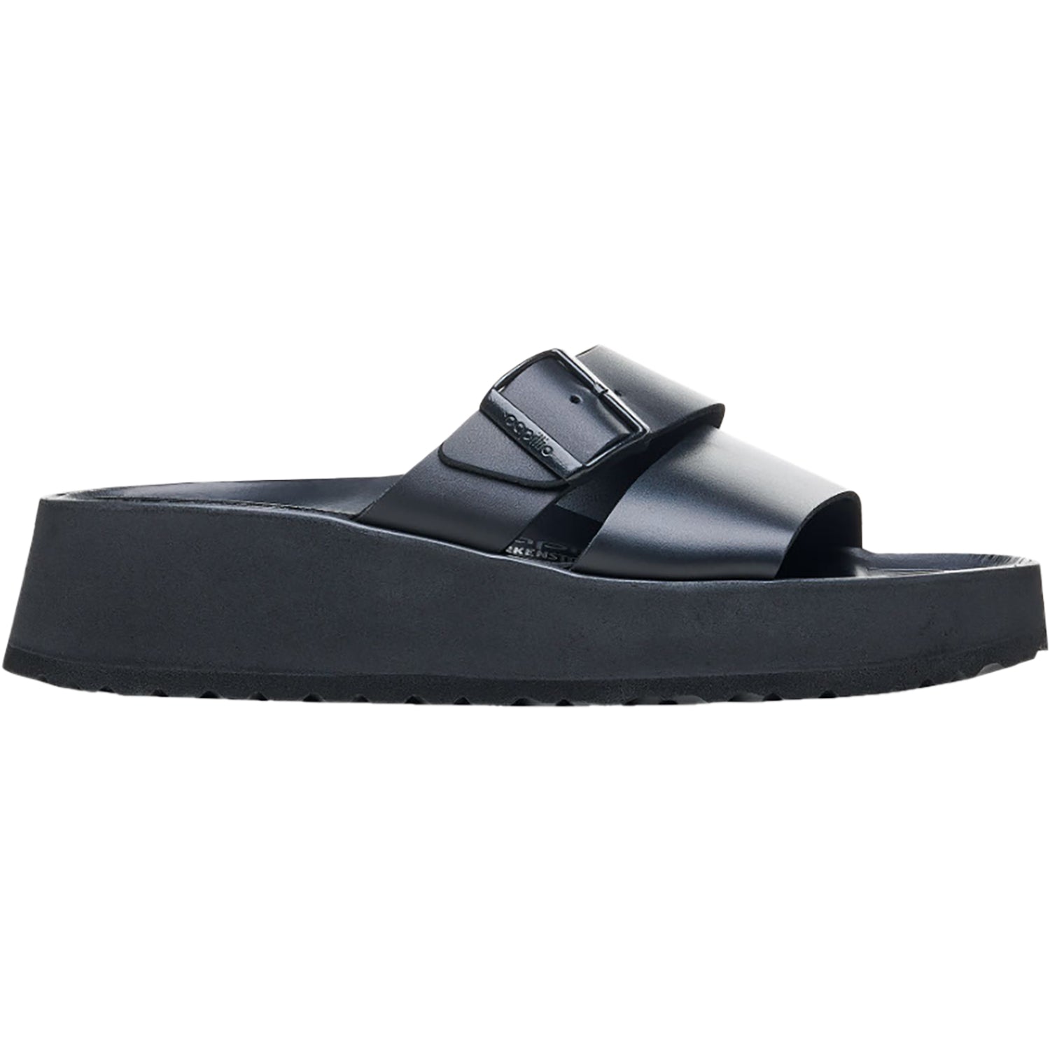 Womens Birkenstock Birkenstock Papillio Almina Women's Wedge Heel Sandals Black Leather Black Leather