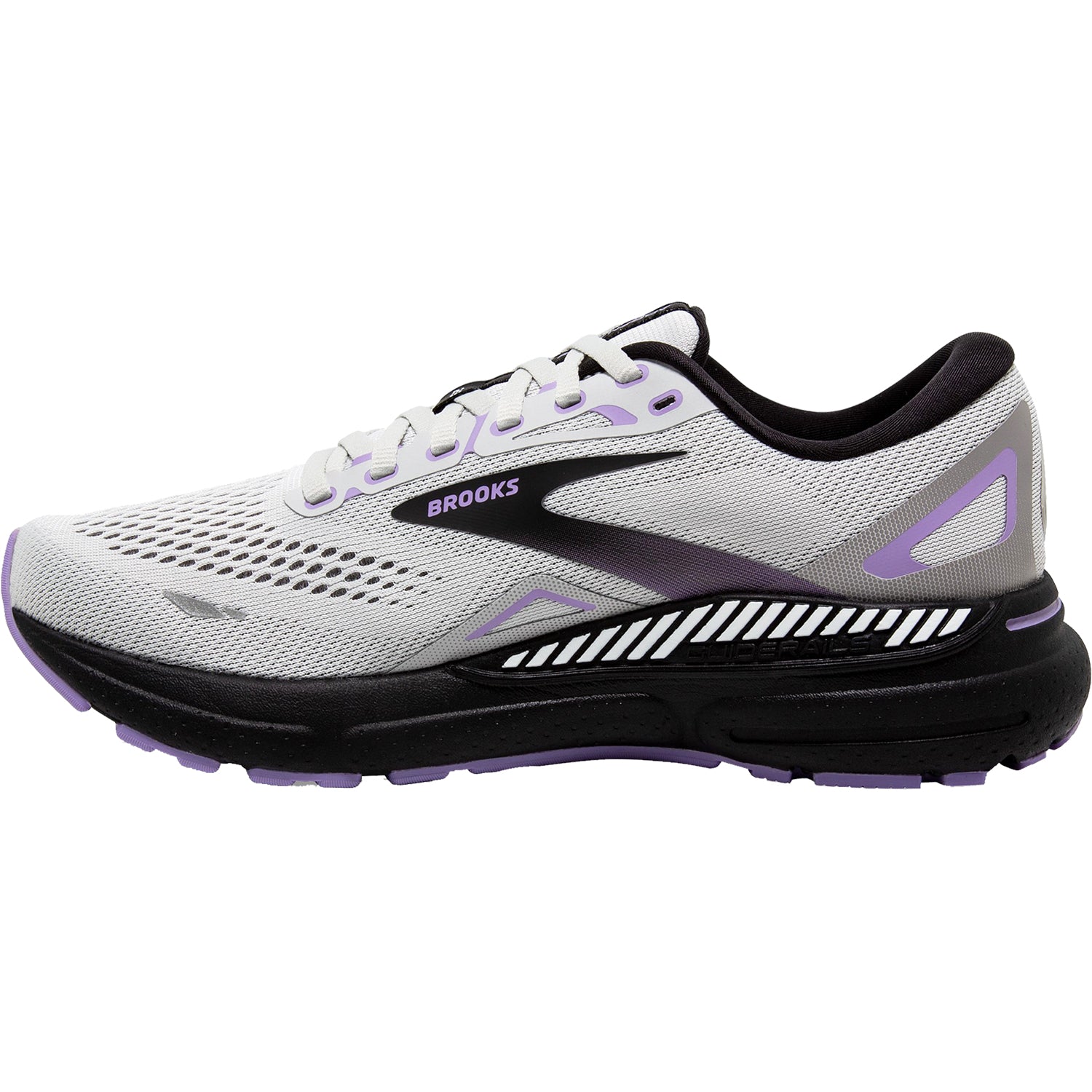 Womens Brooks Brooks Adrenaline GTS 23 Stability Mesh Women's Running Shoes Grey/Black/Purple (Stability Support) Grey/Black/Purple