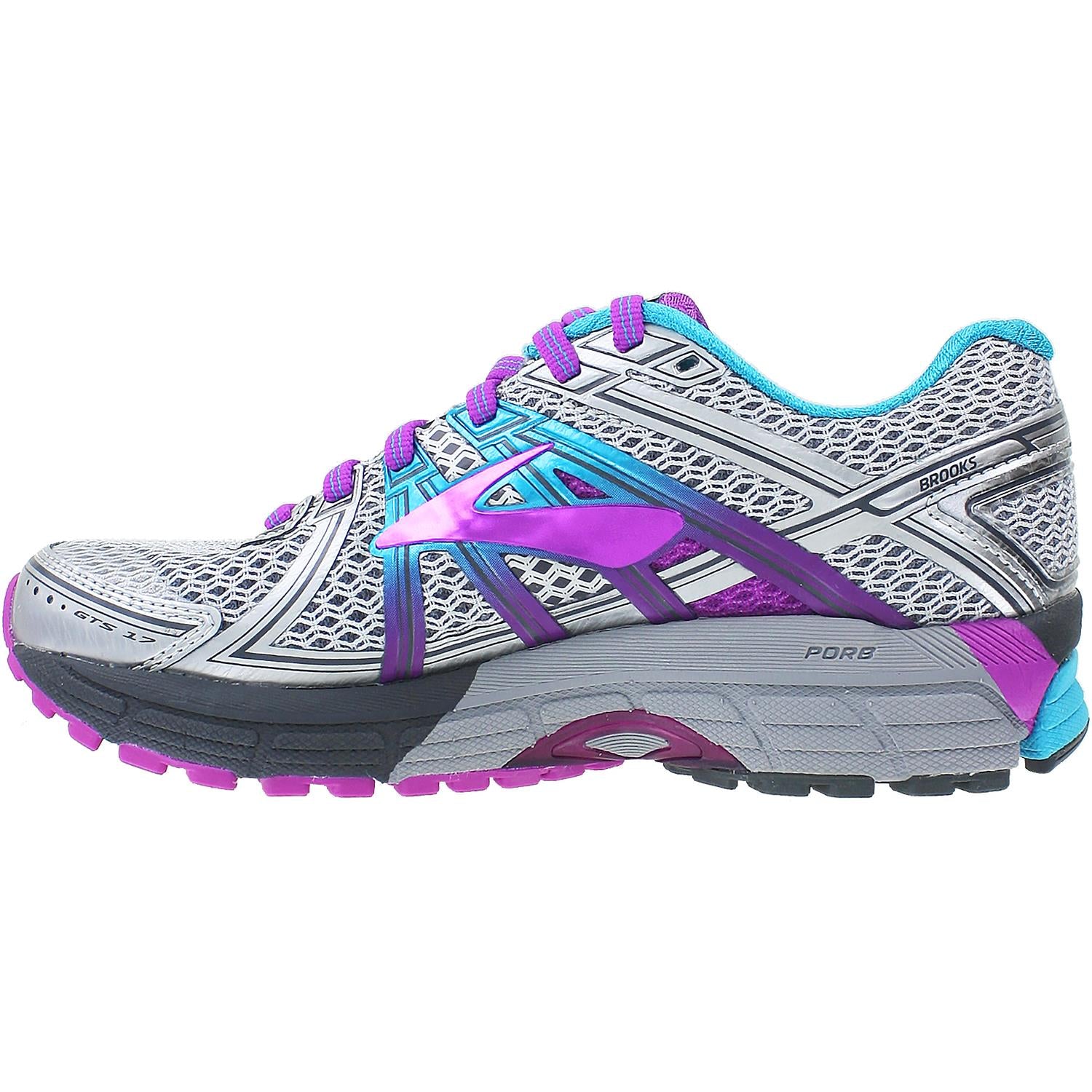 Womens Brooks Brooks Adrenaline GTS 17 Women's Running Shoes Silver/Purple Cactus Mesh (Stability Support) Silver/Purple Cactus Mesh
