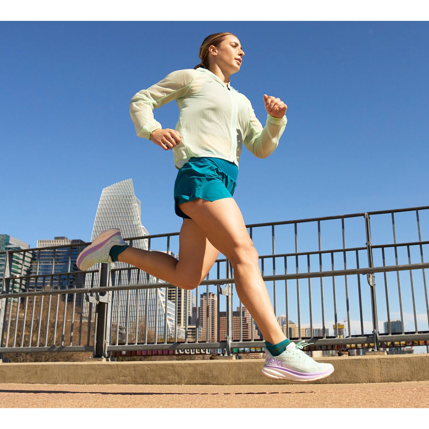 Womens Hoka one one Hoka Clifton 9 Women's Road Running Shoes Sunlit Ocean/Lilac Mist Mesh (Neutral Support) Sunlit Ocean/Lilac Mist Mesh