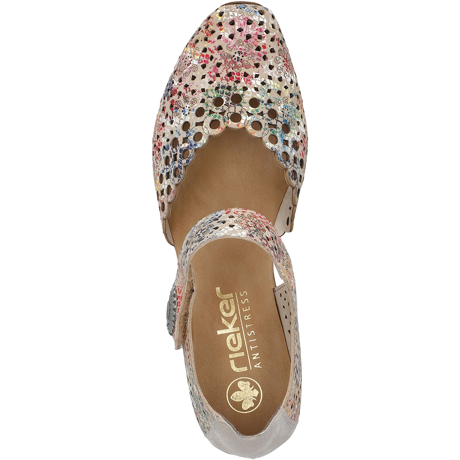 Womens Rieker Rieker 43753-91 Mirjam 53 Women's Dressy Mary Janes Beige Multi Leather Beige Multi Leather