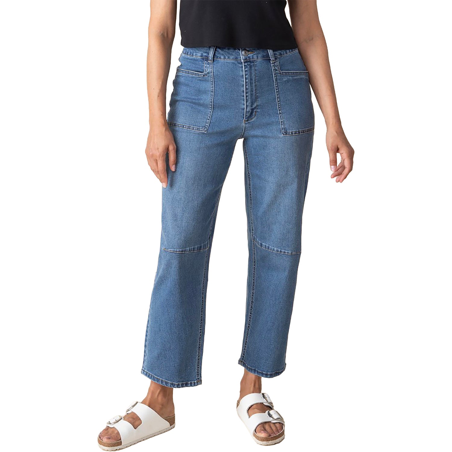 Womens Habitat Habitat Stretch Denim Barrel Leg Women's Pants Medium Denim Medium Denim