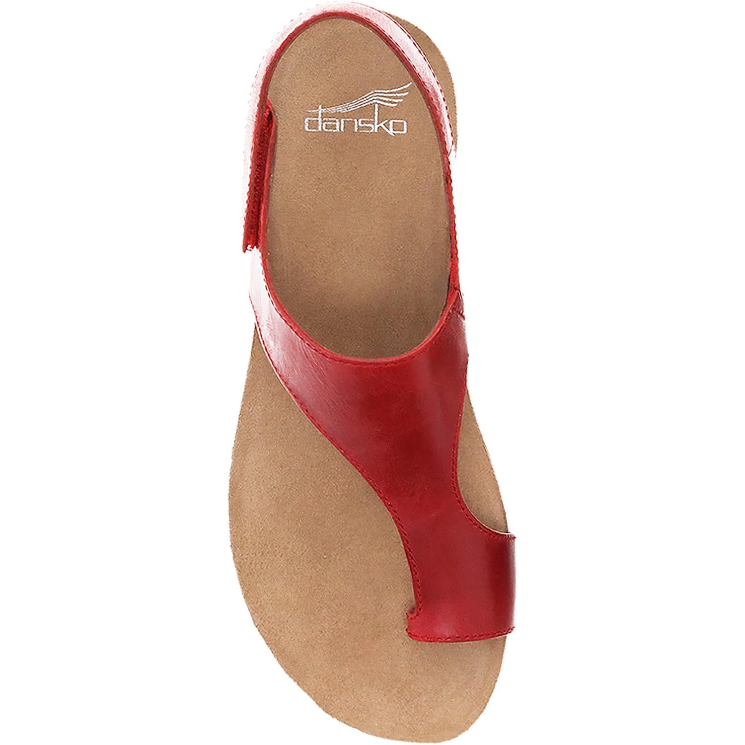 Womens Dansko Dansko Reece Women's Sandals Red Waxy Burnished Leather Red Waxy Burnished Leather