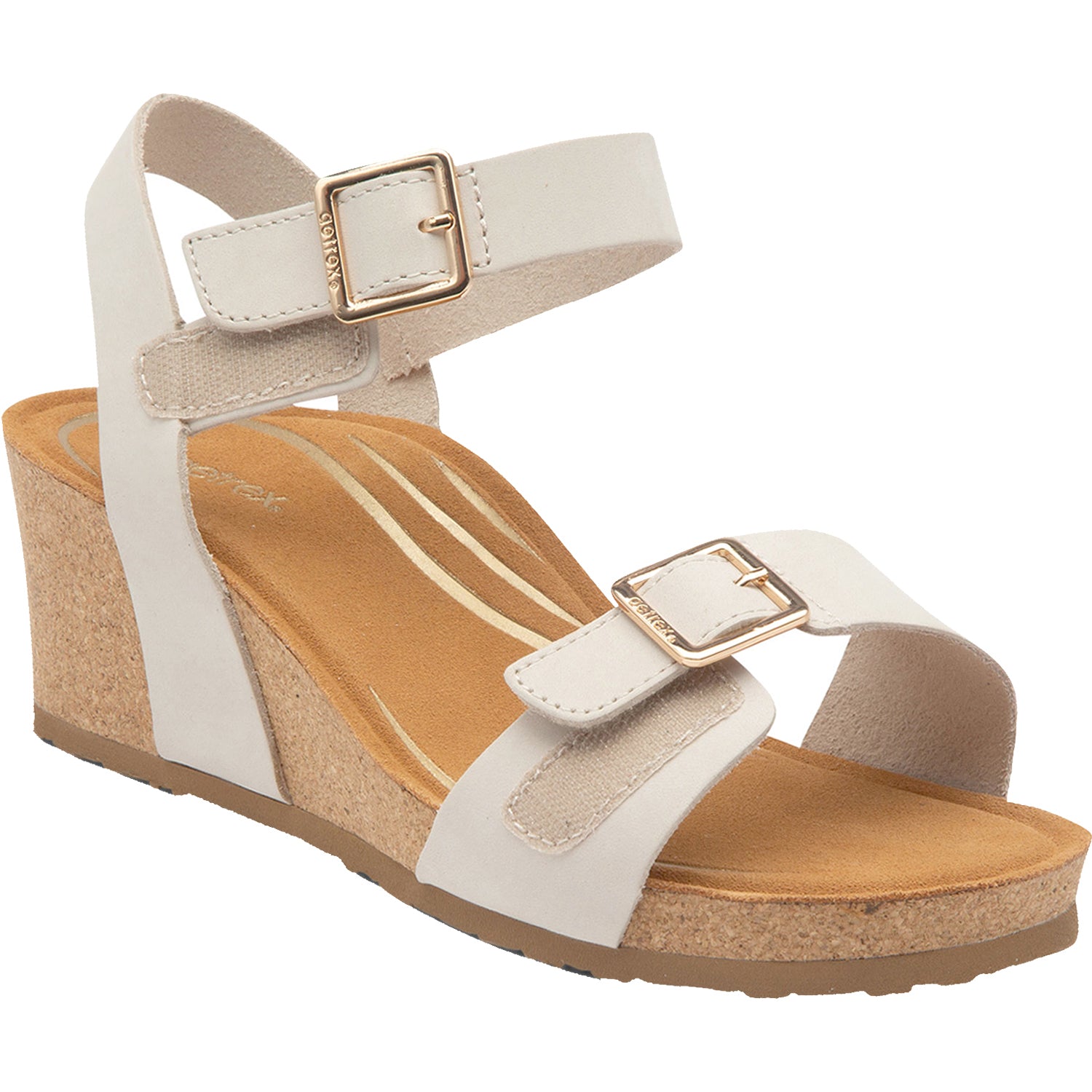 Womens Aetrex Aetrex Lexa Women's Wedge Heel Sandals Ivory Leather Ivory Leather