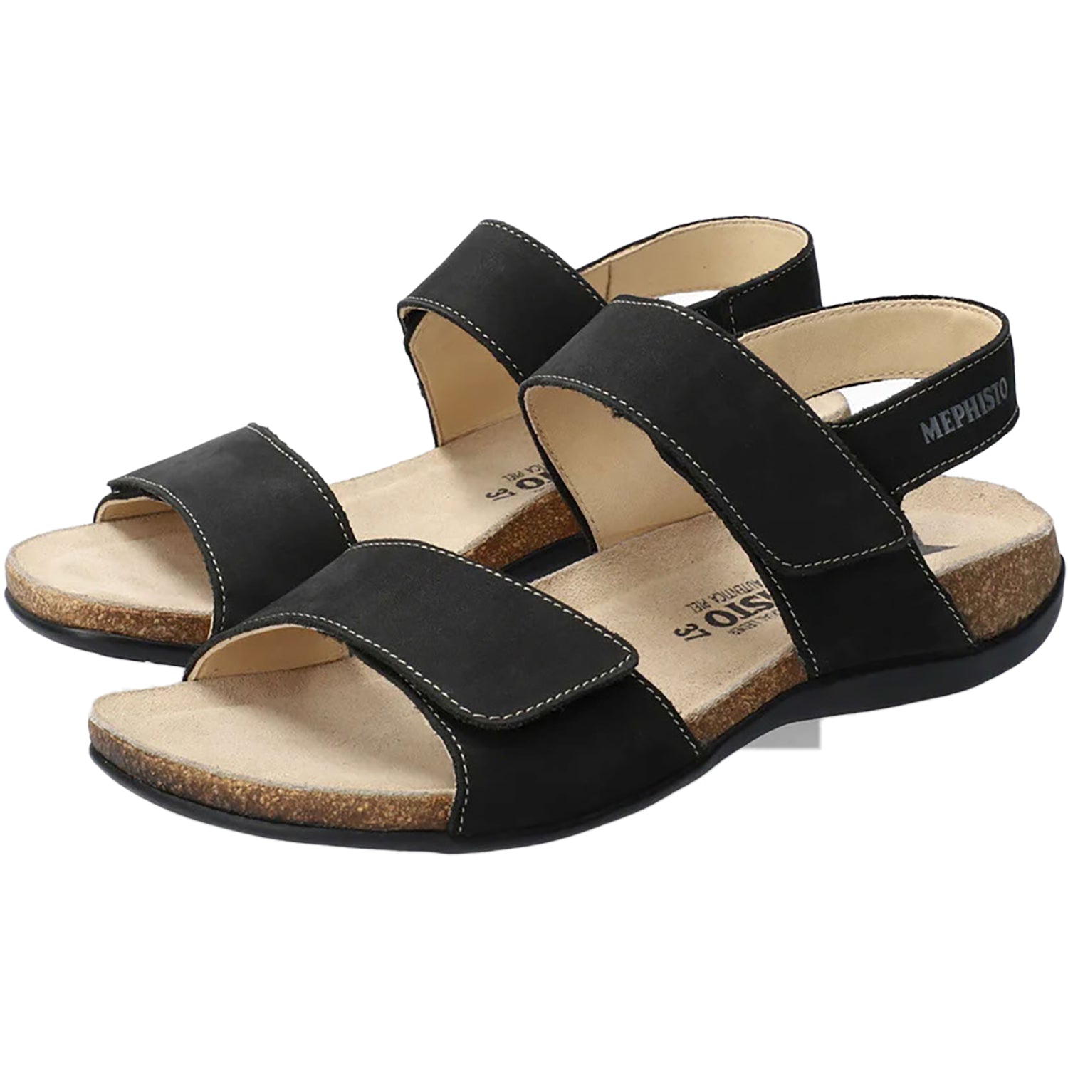 Womens Mephisto Mephisto Agave Women's Sandals Black Bucksoft Leather Black Bucksoft Leather