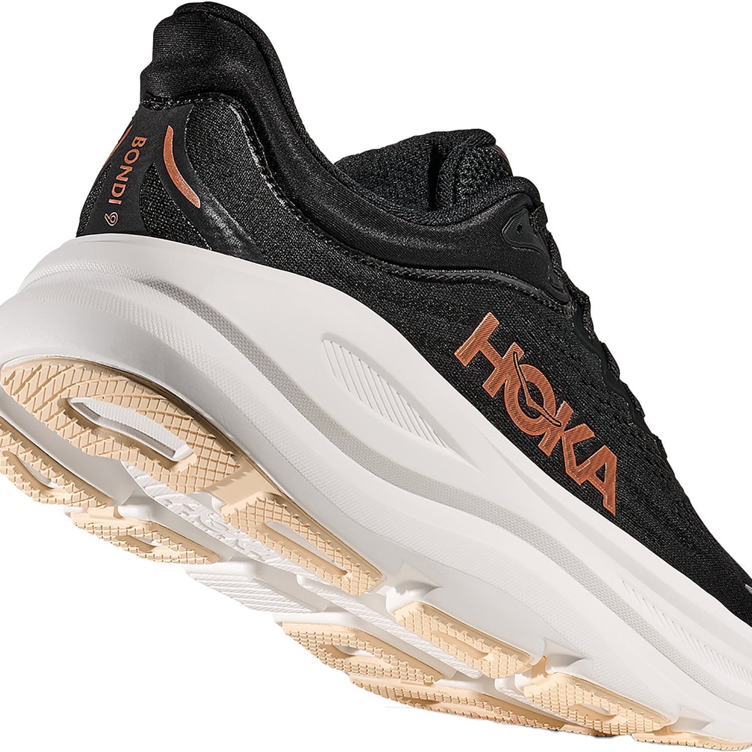 Womens Hoka one one Women's Hoka Bondi 9  Black/Rose Gold (Neutral Support) Black/Rose Gold