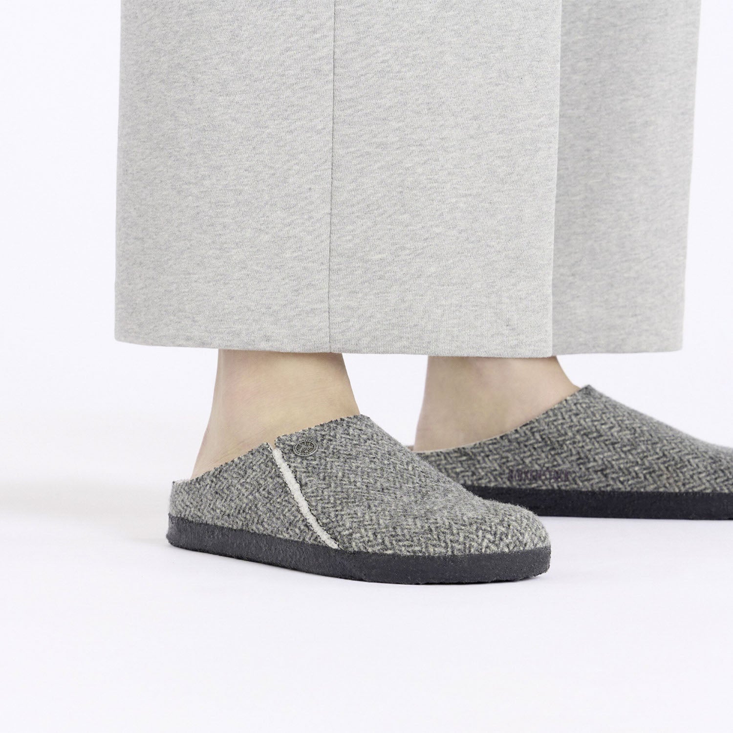 Womens Birkenstock Women's Birkenstock Zermatt Shearling Herringbone Grey Wool Herringbone Grey Wool